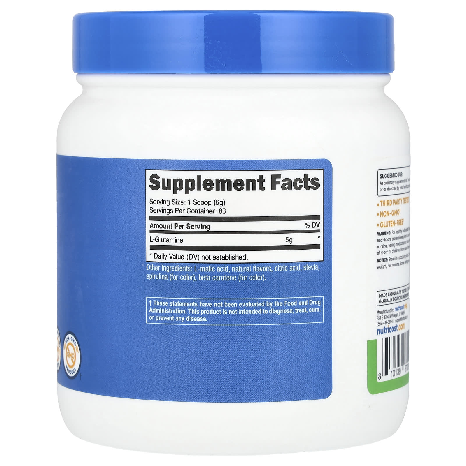 Nutricost, L-Glutamine, Green Apple, 17.9 oz (500 g) - Image 2
