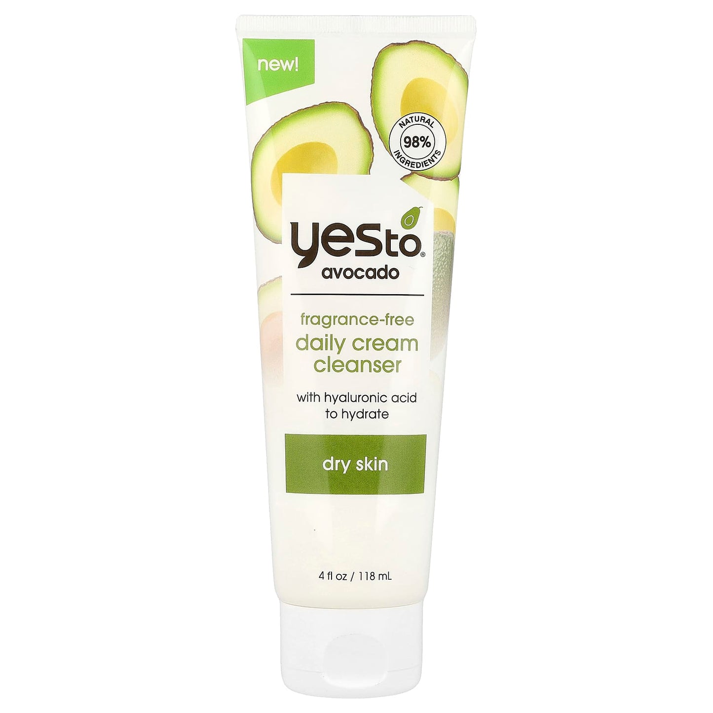 Yes To, Avocado Daily Cream Cleanser, Dry Skin, Fragrance-Free, 4 fl oz (118 ml) - Image 1