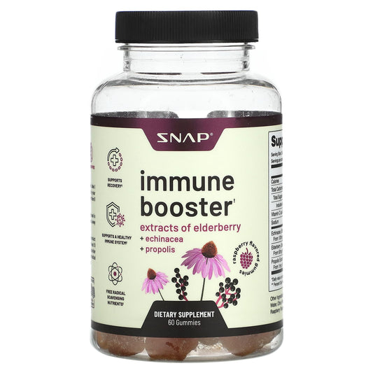Snap Supplements, Immune Booster Gummies, Raspberry, 60 Gummies - Image 1