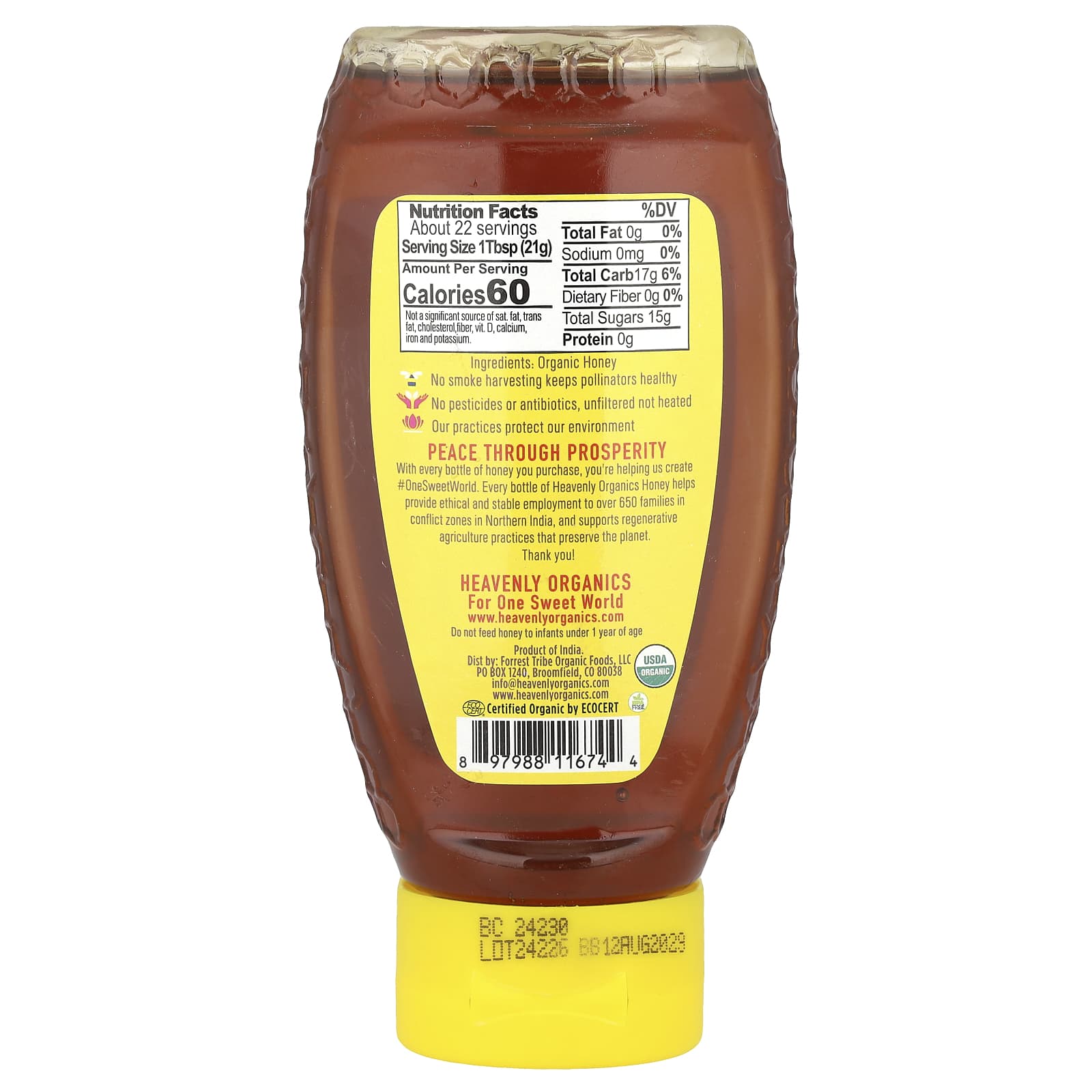 Heavenly Organics 100% Organic Raw Honey, 16 oz - Image 2