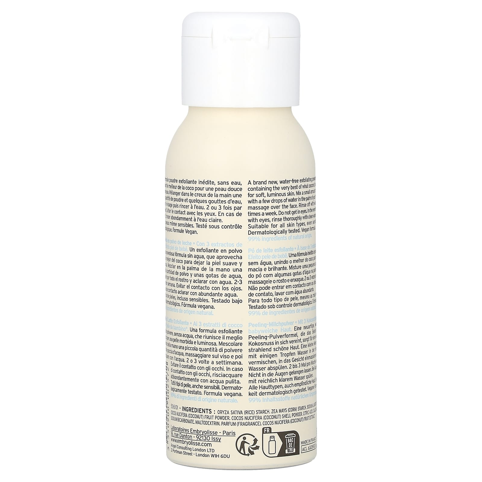 Coconut Exfoliating Milk Powder by Embryolisse for Soft Skin - Image 2