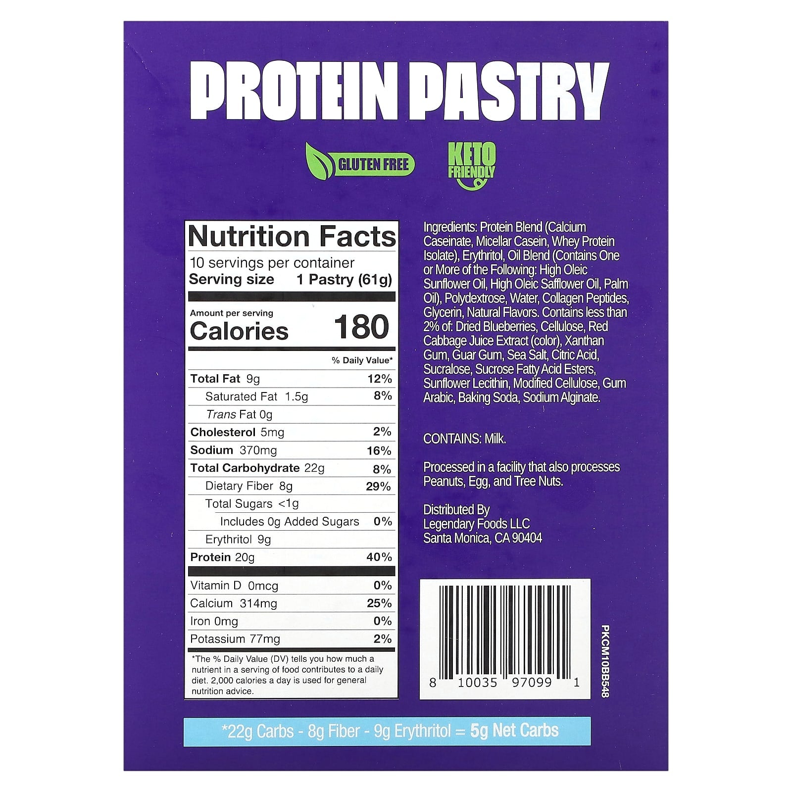 Legendary Foods, Protein Pastry, Blueberry, 10 Pack, 2.2 oz (61 g) Each - Image 2