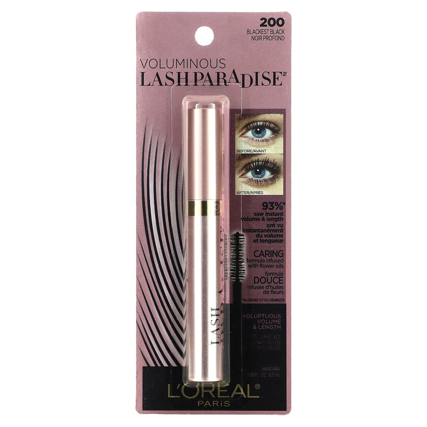 L'Oréal, Voluminous, Lash Paradise Mascara, 200 Blackest Black, 0.28 fl oz (8.5 ml) - Image 2