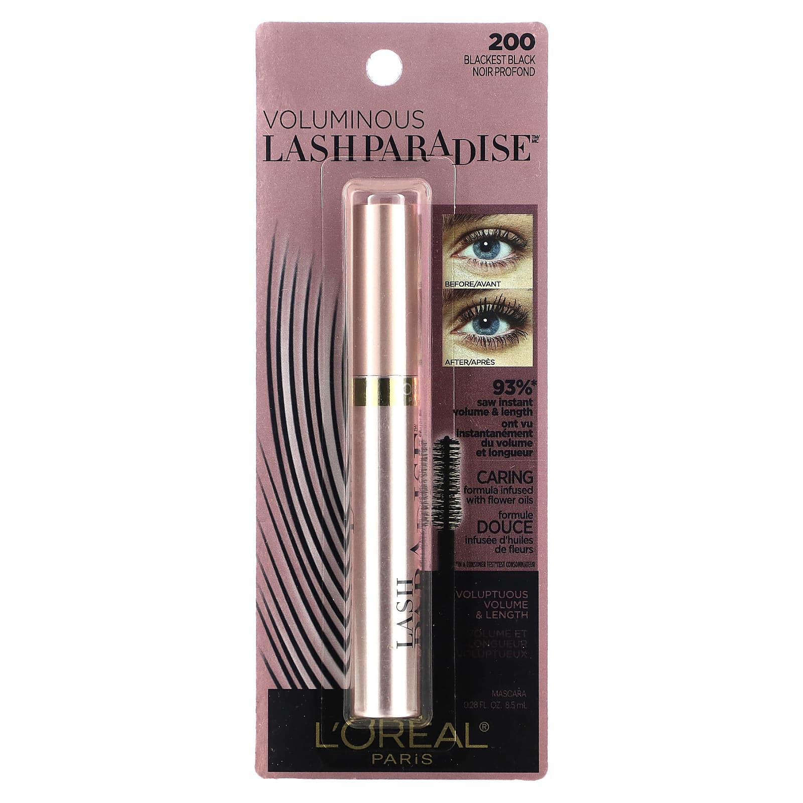 L'Oréal, Voluminous, Lash Paradise Mascara, 200 Blackest Black, 0.28 fl oz (8.5 ml) - Image 2