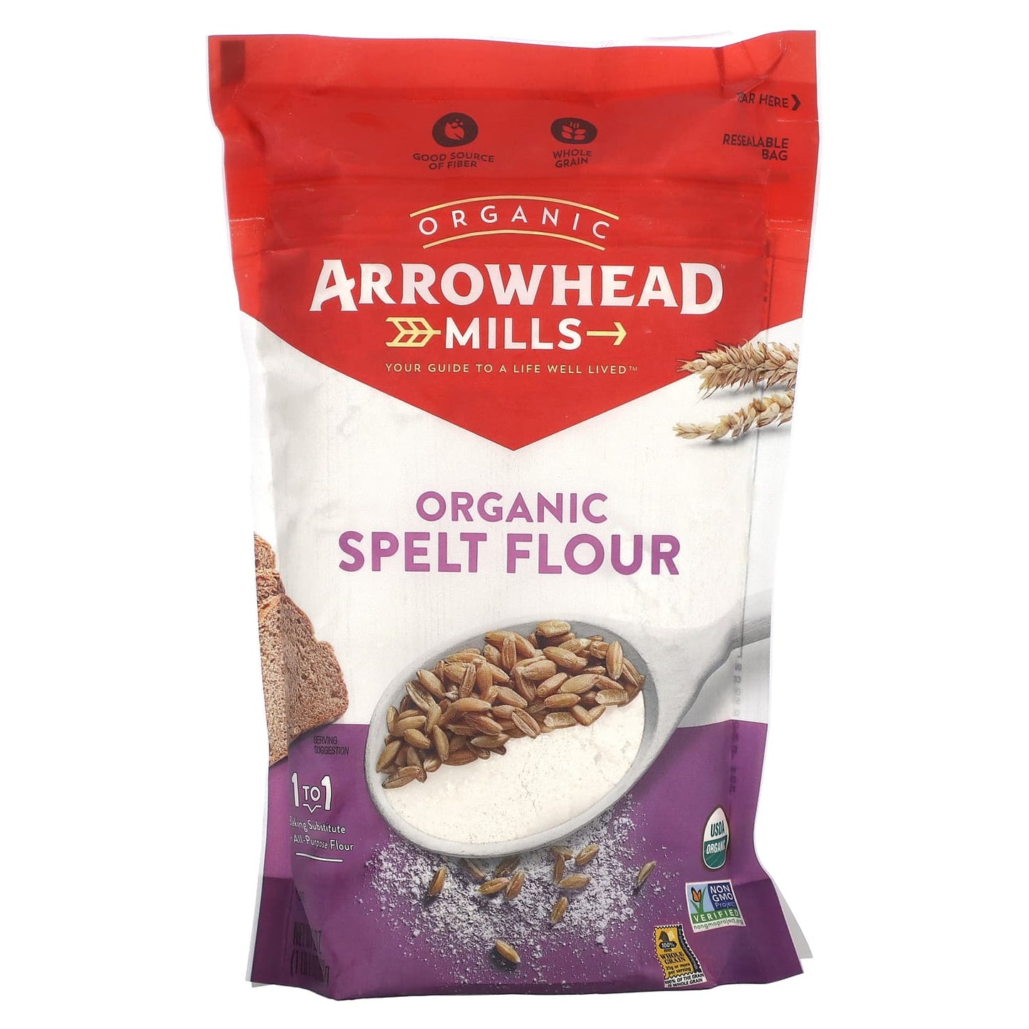 Organic Spelt Flour for Baking, 100% Whole Grain, USDA Organic - Arrowhead Mills - Image 1