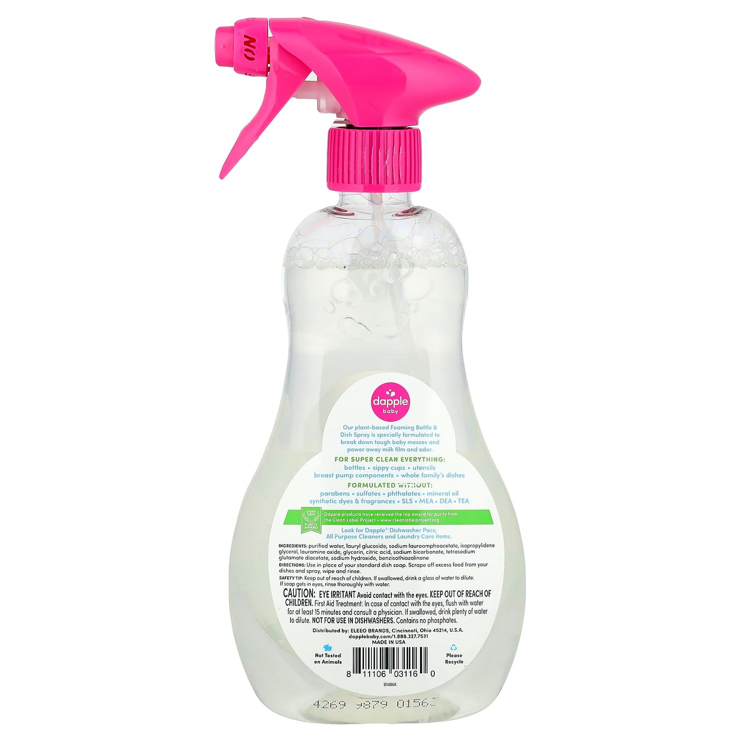 Dapple Baby Fragrance Free Foaming Bottle & Dish Spray 500ml - Image 2