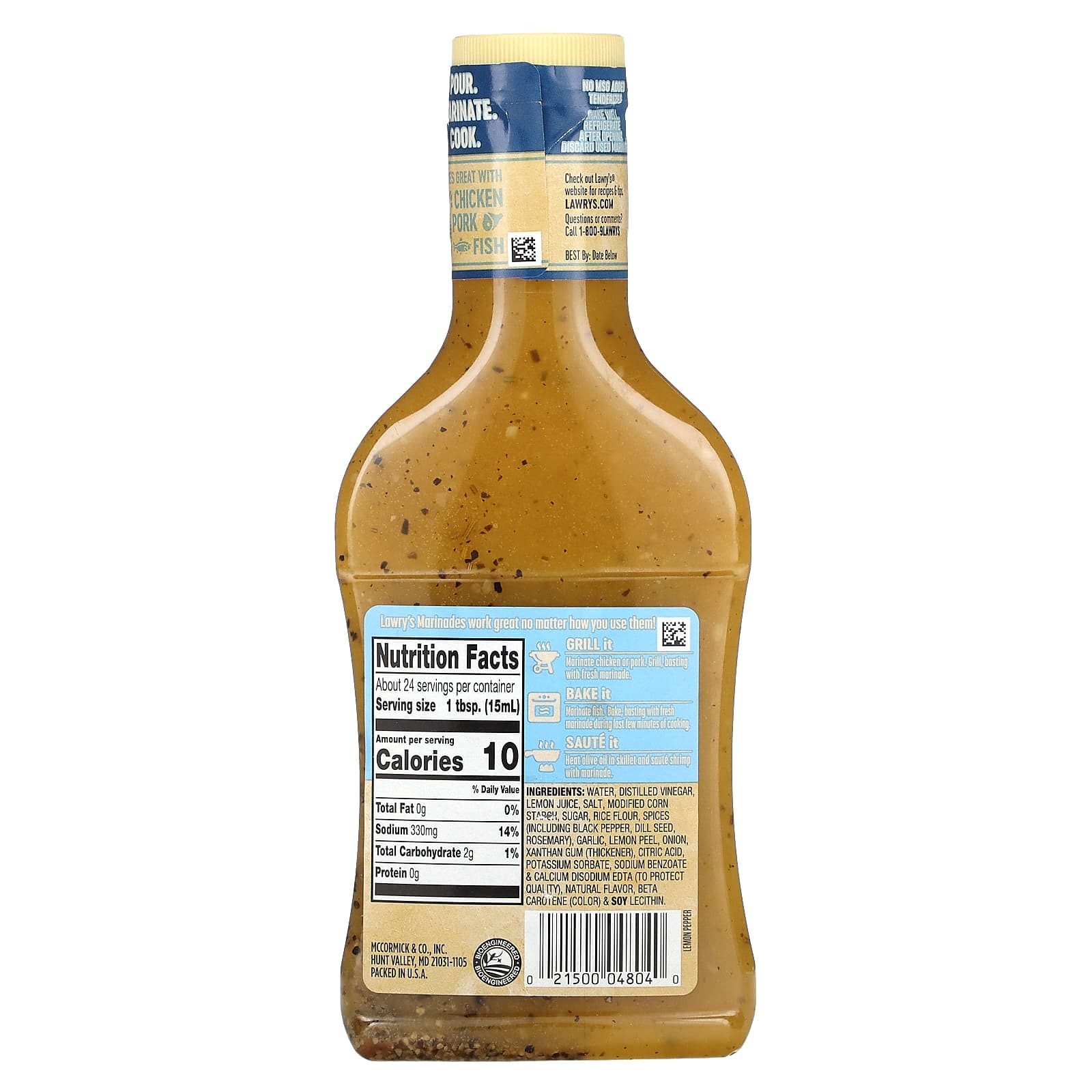 Lawry's, Marinade, Lemon Pepper With Lemon Juice, 12 fl oz (354 ml) - Image 2