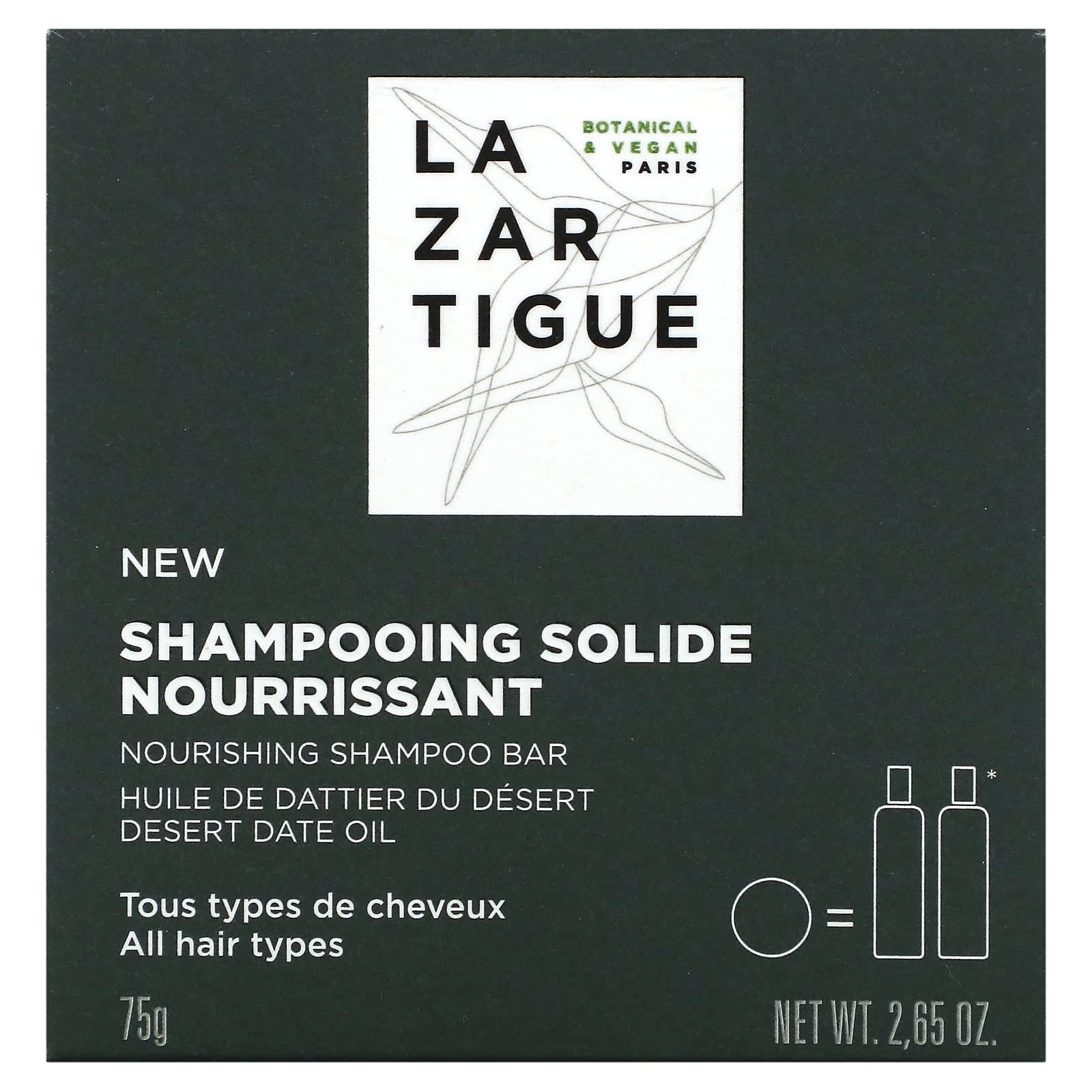Lazartigue, Nourishing Shampoo Bar, All Hair Types, 2.65 oz (75 g) - Image 1