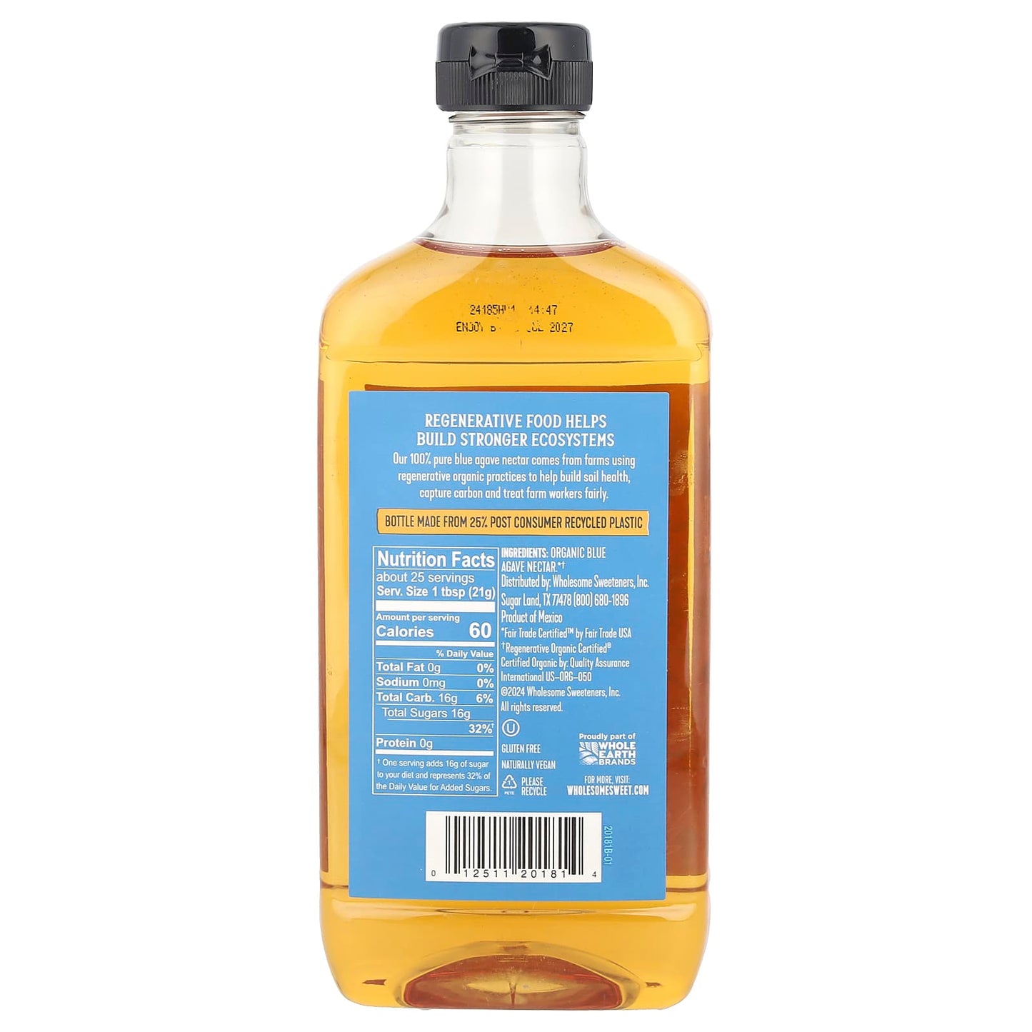 Wholesome Sweeteners, Organic Blue Agave Nectar, 18.5 oz (525 g) - Image 2