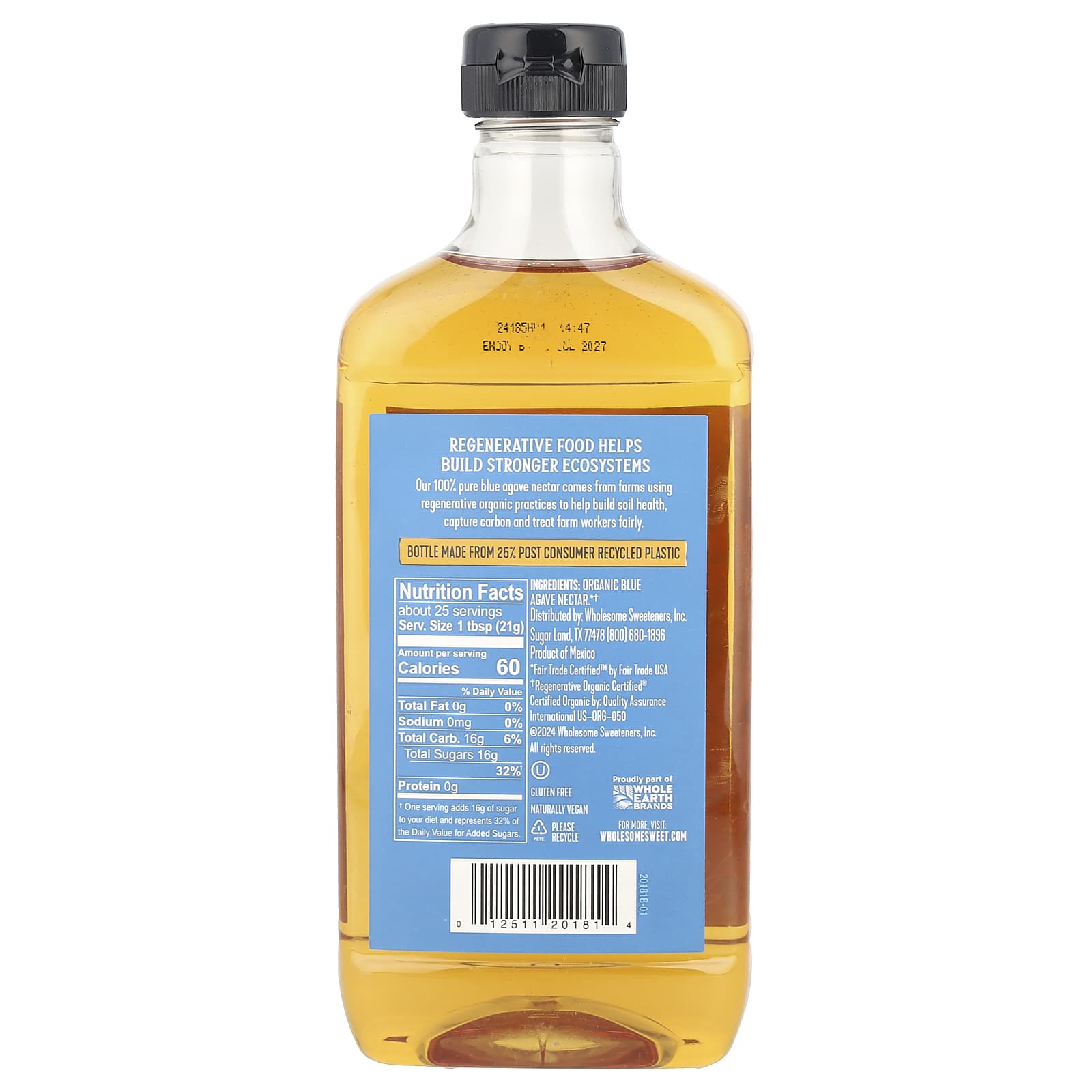 Wholesome Sweeteners, Organic Blue Agave Nectar, 18.5 oz (525 g) - Image 2