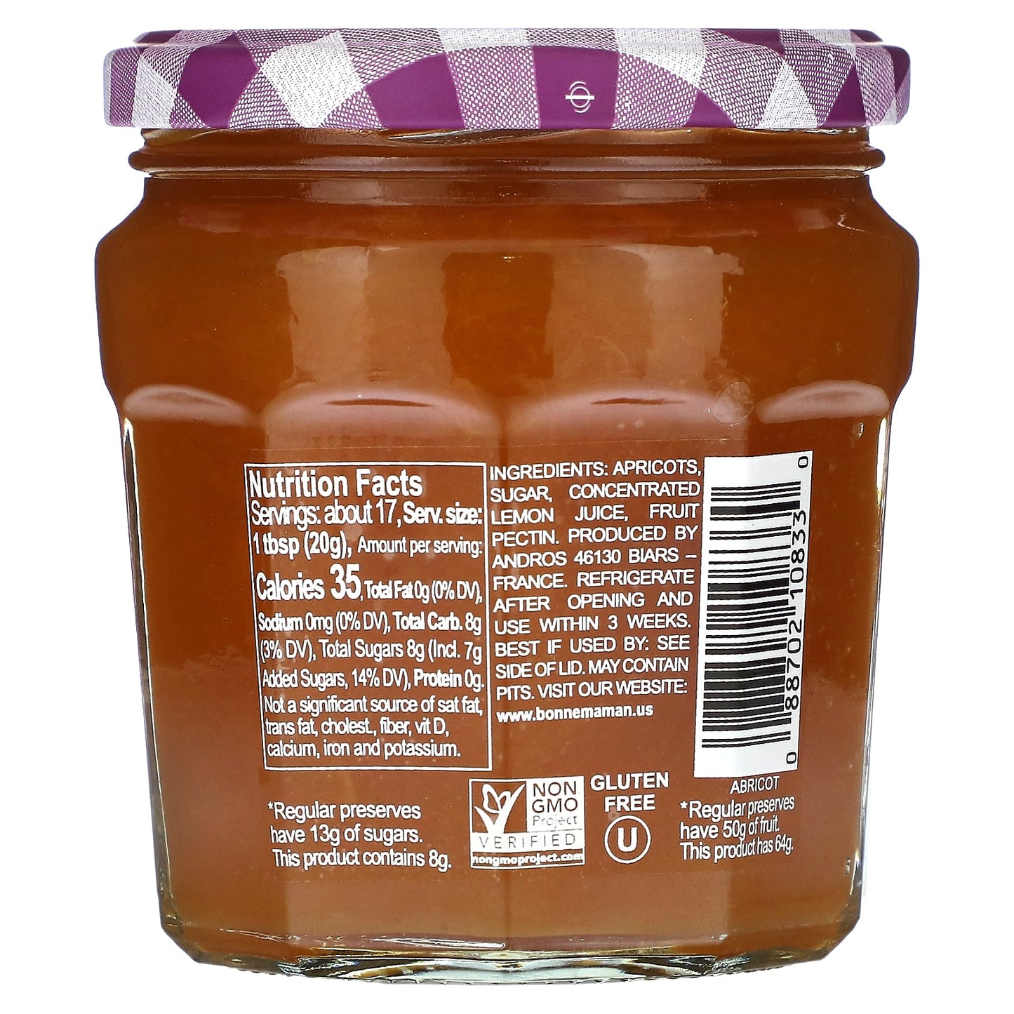Delicious Bonne Maman Apricot Fruit Spread, 11.8 oz, Non-GMO - Image 2
