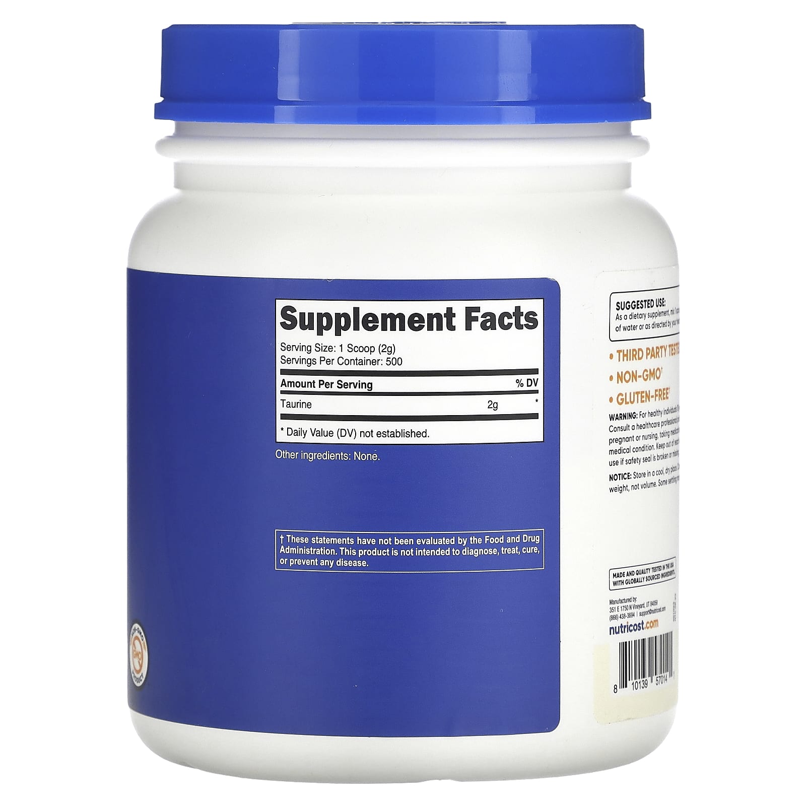 Nutricost, Taurine, Unflavored, 35.7 oz (1 kg) - Image 2