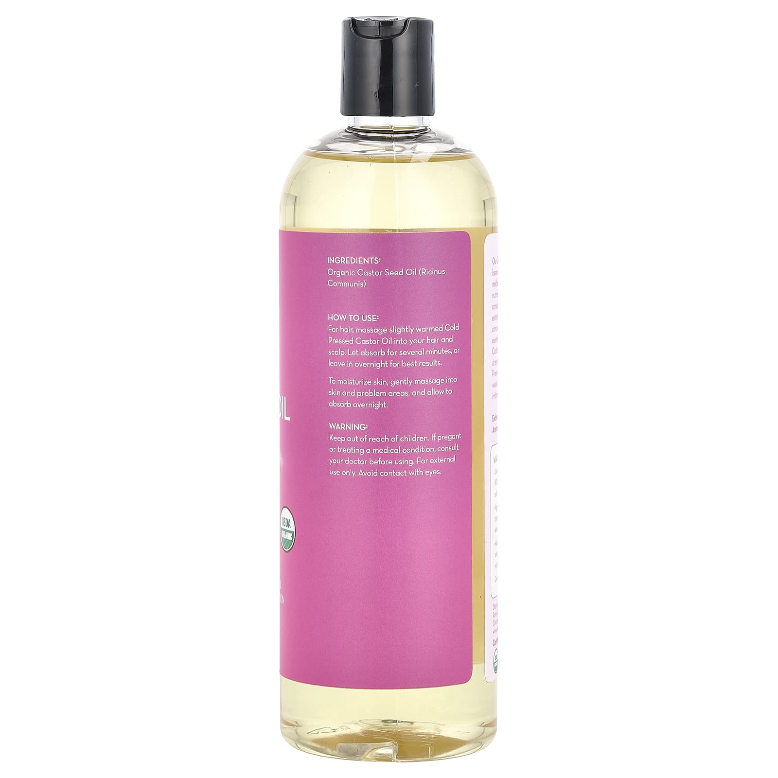 Pure Body Naturals, Organic Castor Oil, 16 fl oz (473 ml) - Image 2