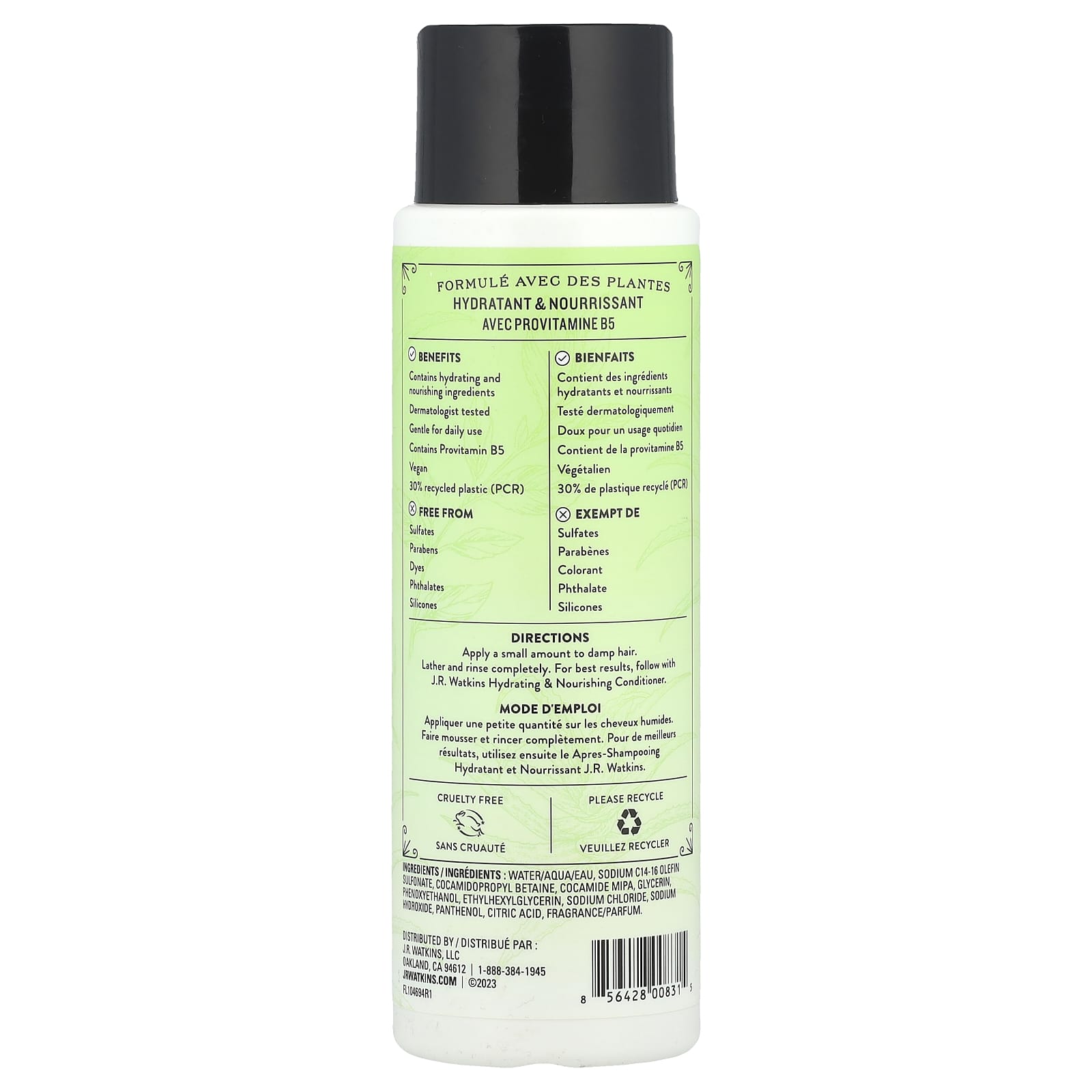 J.R. Watkins Aloe & Green Tea Shampoo 12oz - Sulfate Free & Cruelty Free - Image 2