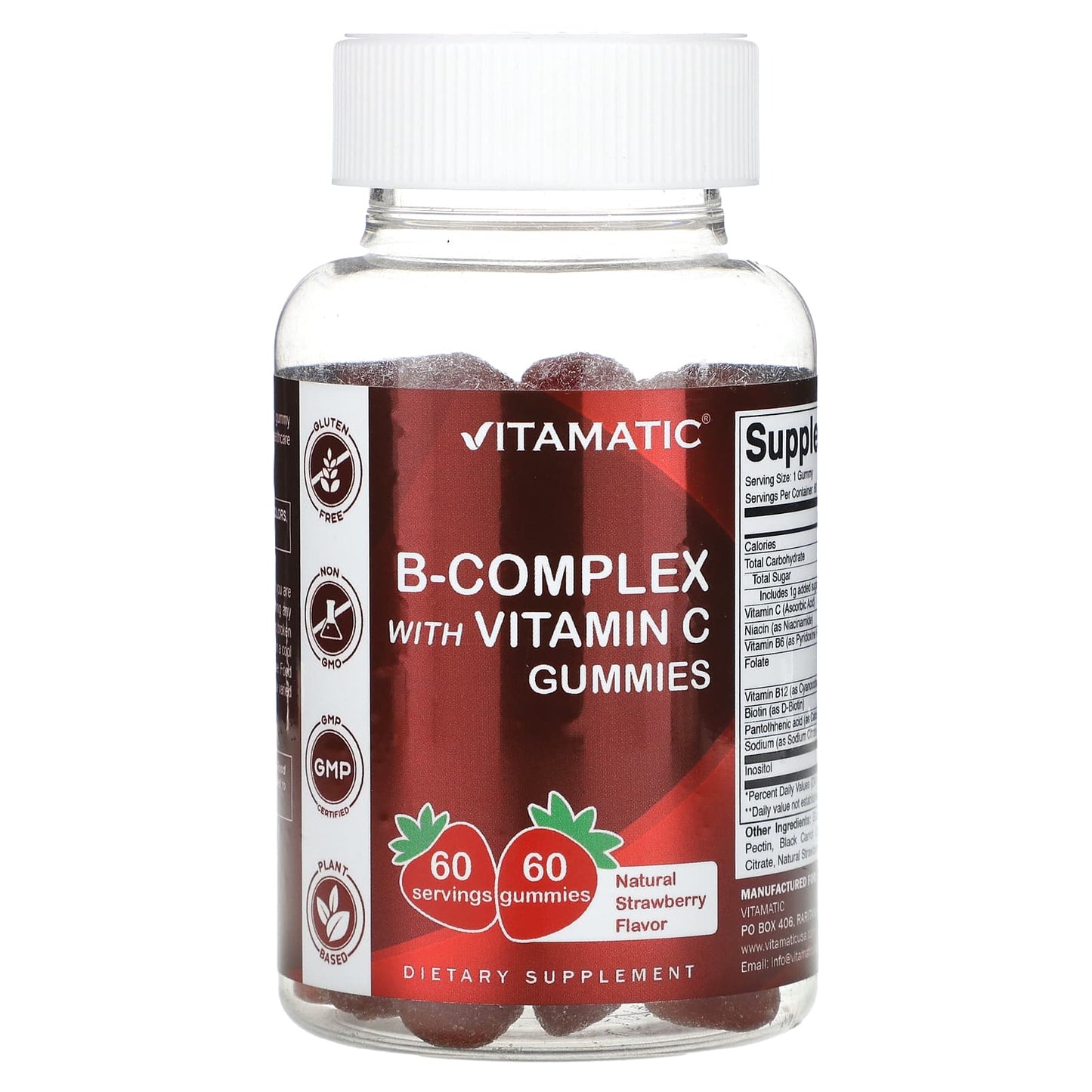 Vitamatic, B-Complex With Vitamin C Gummies, Strawberry, 60 Gummies - Image 1