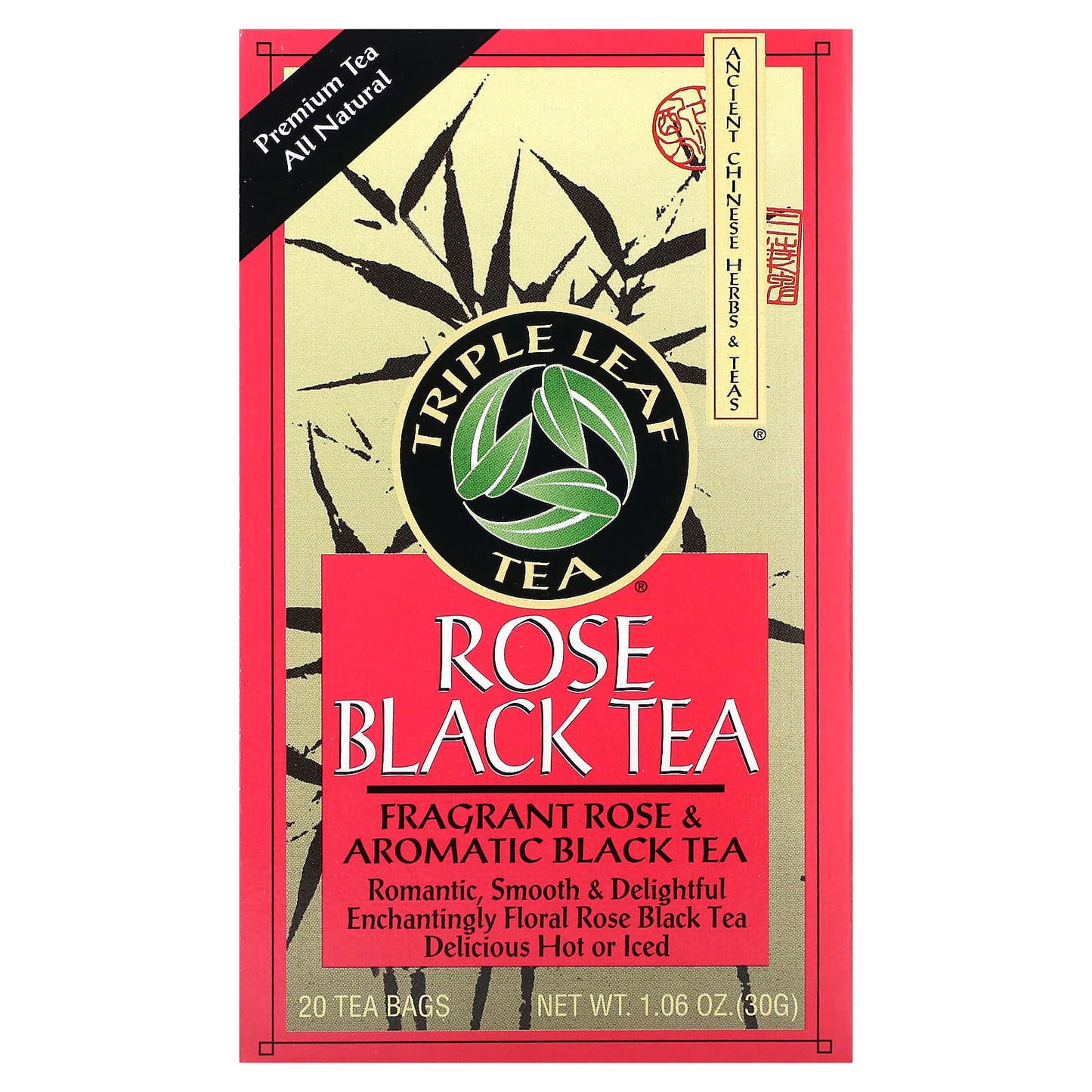 Triple Leaf Tea, Rose Black Tea, 20 Tea Bags, 1.06 oz (30 g) - Image 1