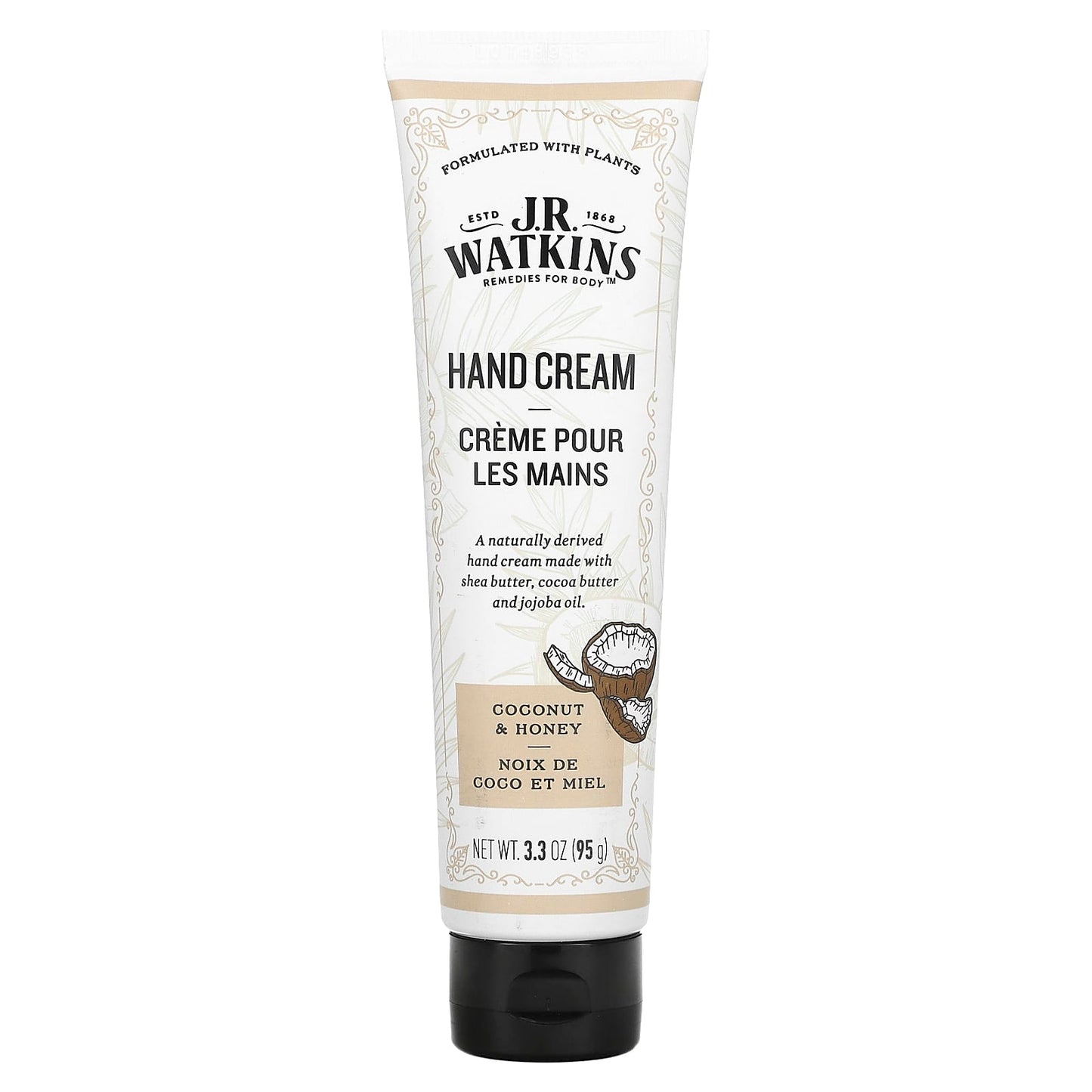 Nourishing Coconut & Honey Hand Cream by J R Watkins (3.3 oz) - Image 1