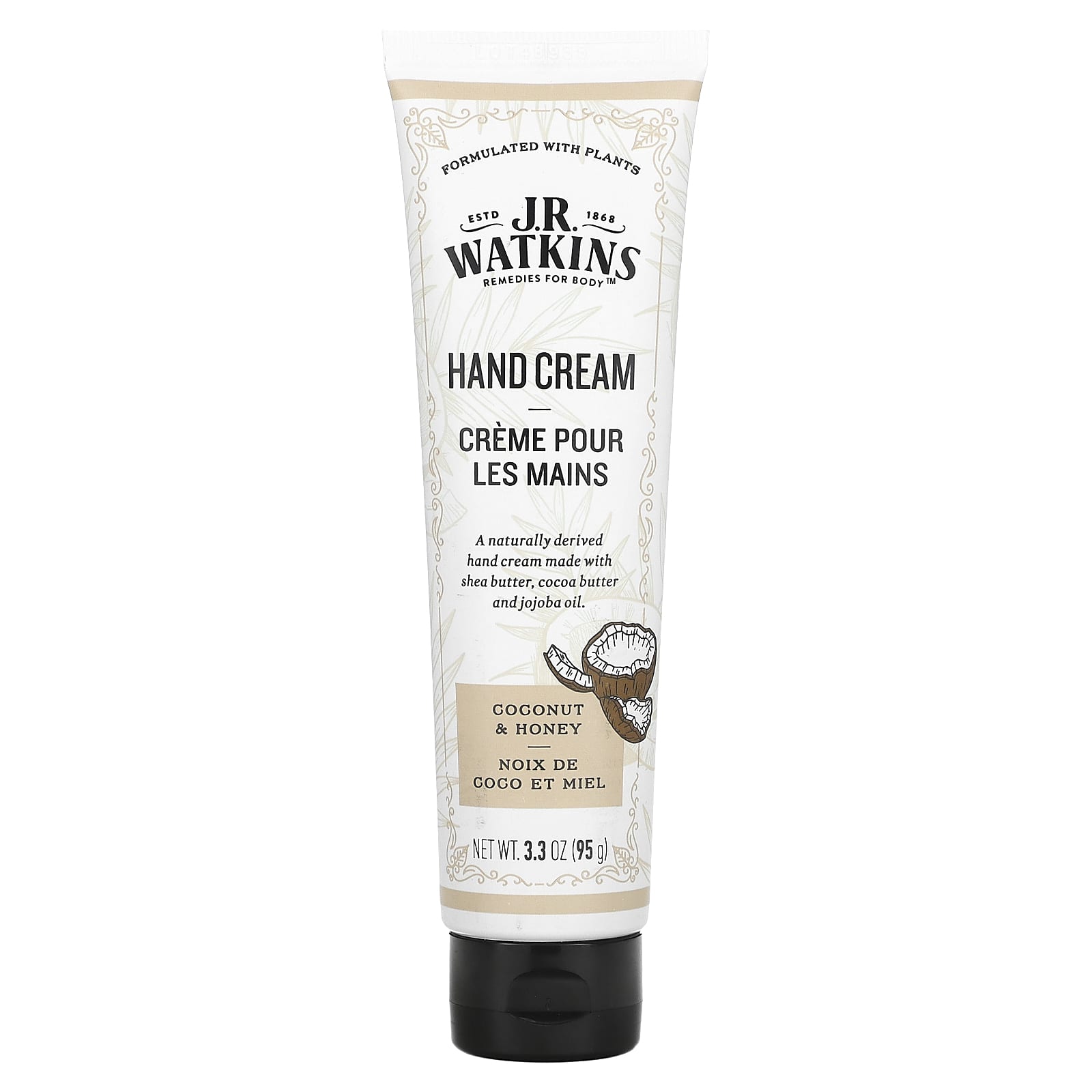 Nourishing Coconut & Honey Hand Cream by J R Watkins (3.3 oz) - Image 1