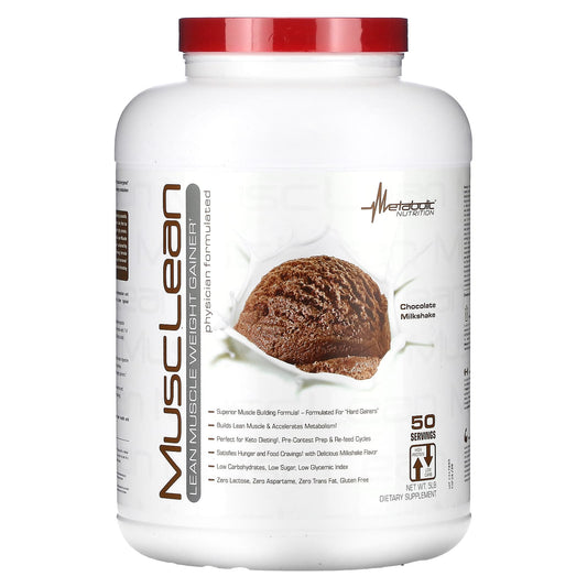 Metabolic Nutrition, MuscLean, Lean Muscle Weight Gainer, Chocolate Milkshake, 5 lbs - Image 1