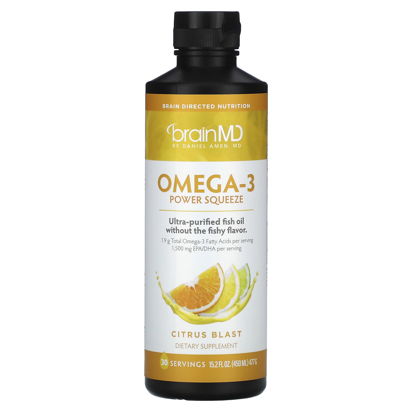 BrainMD Omega-3 Power Squeeze: Delicious Citrus Blast for Brain & Heart Health - Image 1