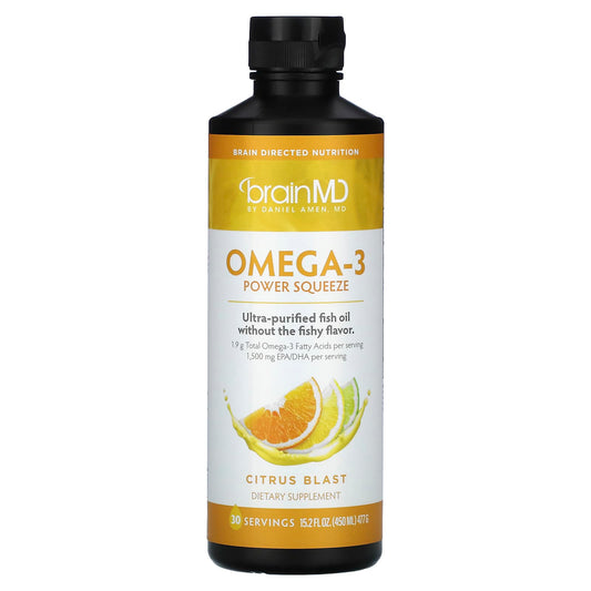 BrainMD Omega-3 Power Squeeze: Delicious Citrus Blast for Brain & Heart Health - Image 1