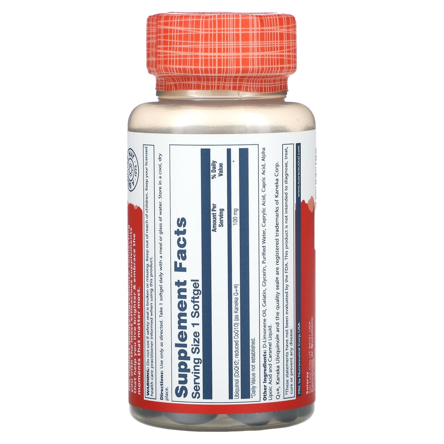 Solaray, Ubiquinol CoQ10, Enhanced Absorption, 100 mg, 30 Softgels