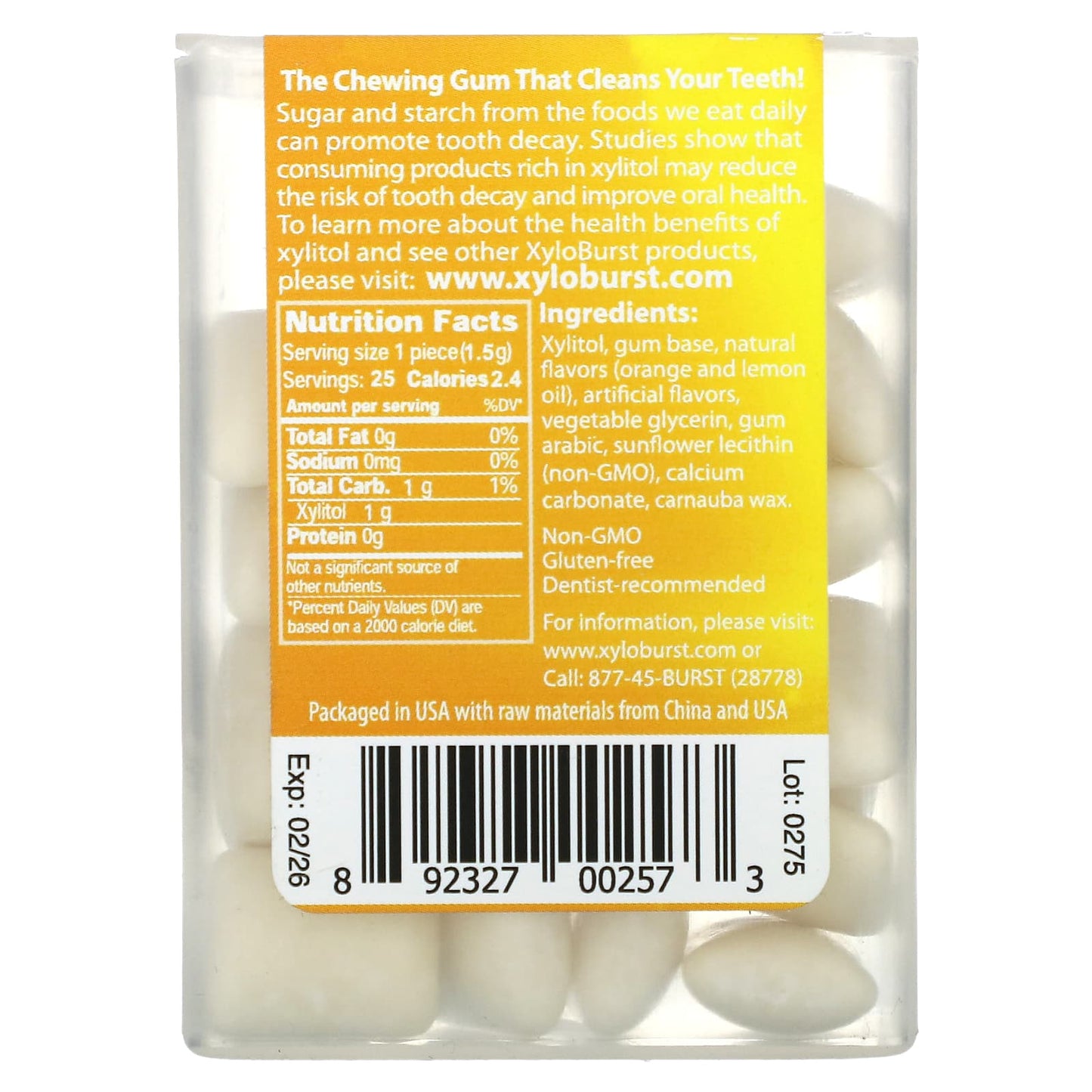 Xyloburst, Xylitol Gum, Fresh Fruit, 25 Pieces - Image 2