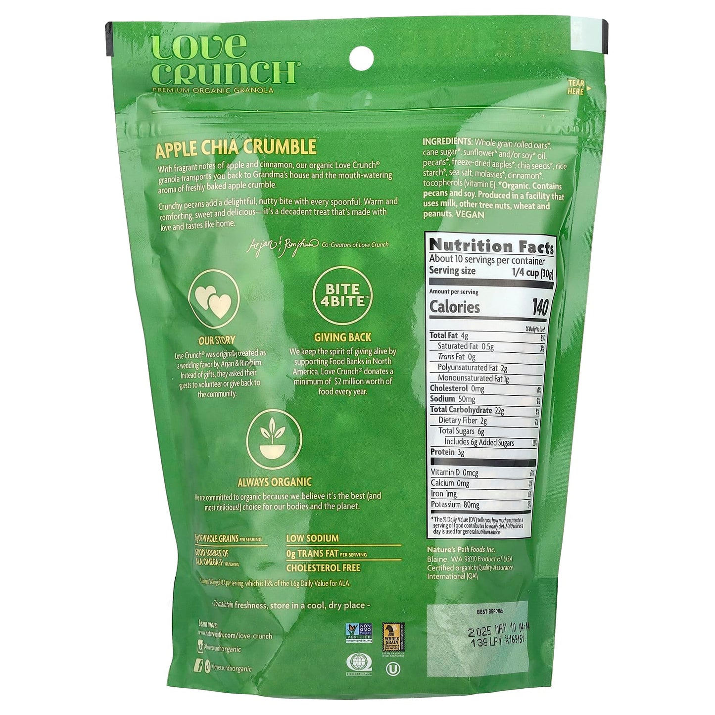 Nature's Path, Love Crunch®, Premium Organic Granola, Apple Chia Crumble, 11.5 oz (325 g) - Image 2