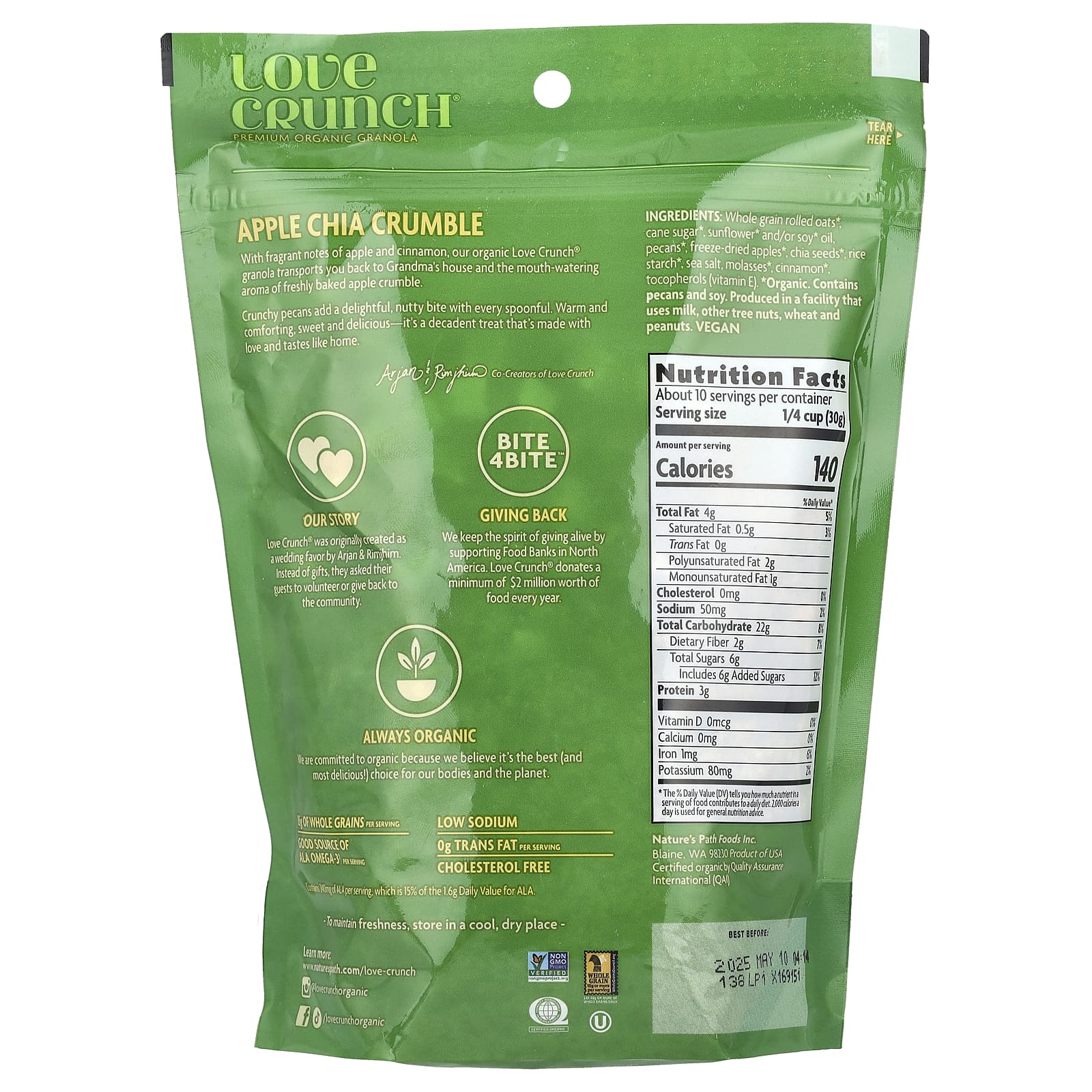 Nature's Path, Love Crunch®, Premium Organic Granola, Apple Chia Crumble, 11.5 oz (325 g) - Image 2