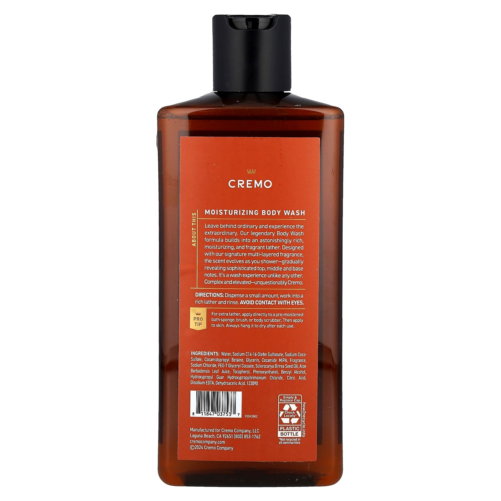 Cremo Golden Amber Moisturizing Body Wash, 16 fl oz (473 ml) - Image 2