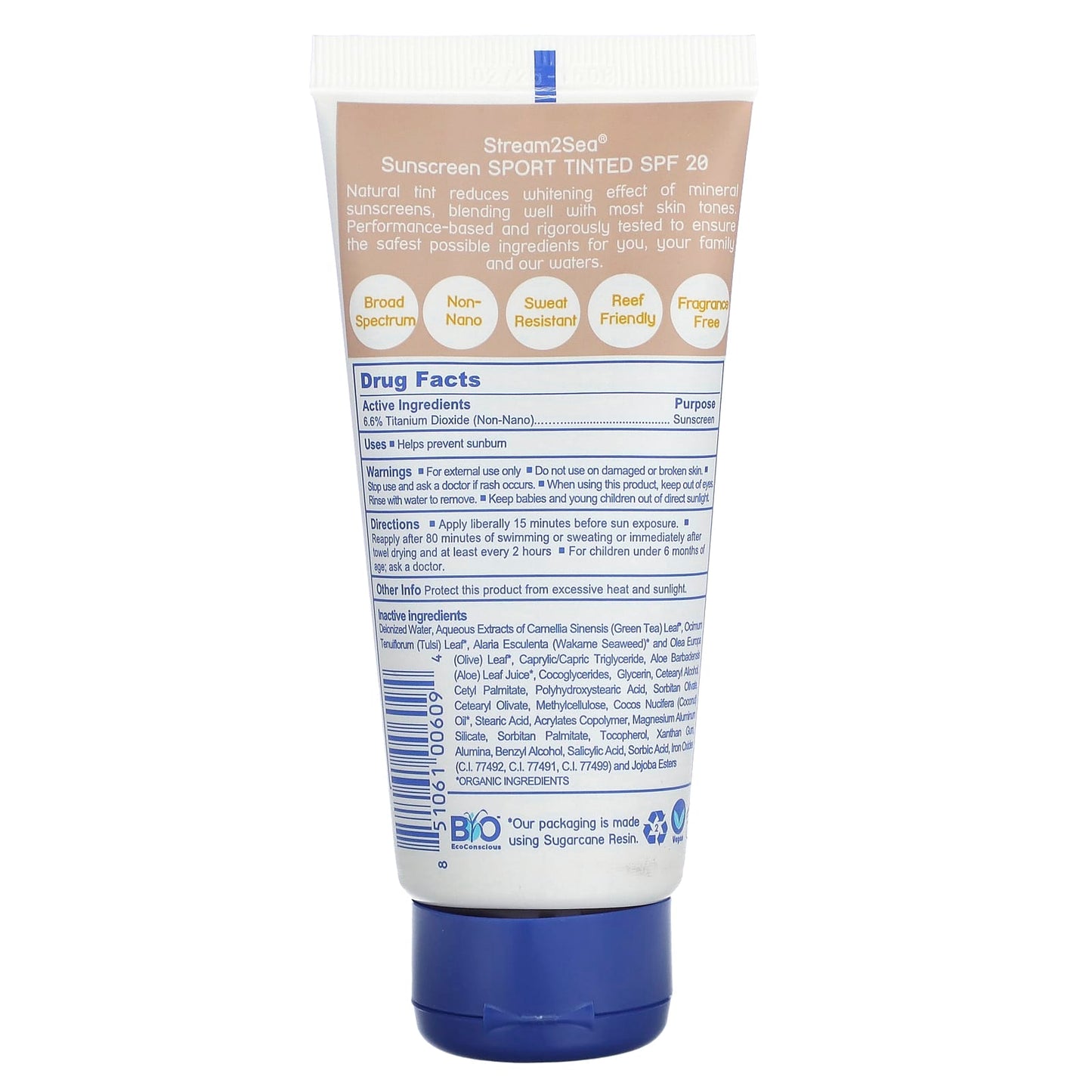 Stream2Sea, Tinted Sunscreen, Sport, SPF 20, Neutral, Fragrance Free, 3 fl oz (90 ml) - Image 2