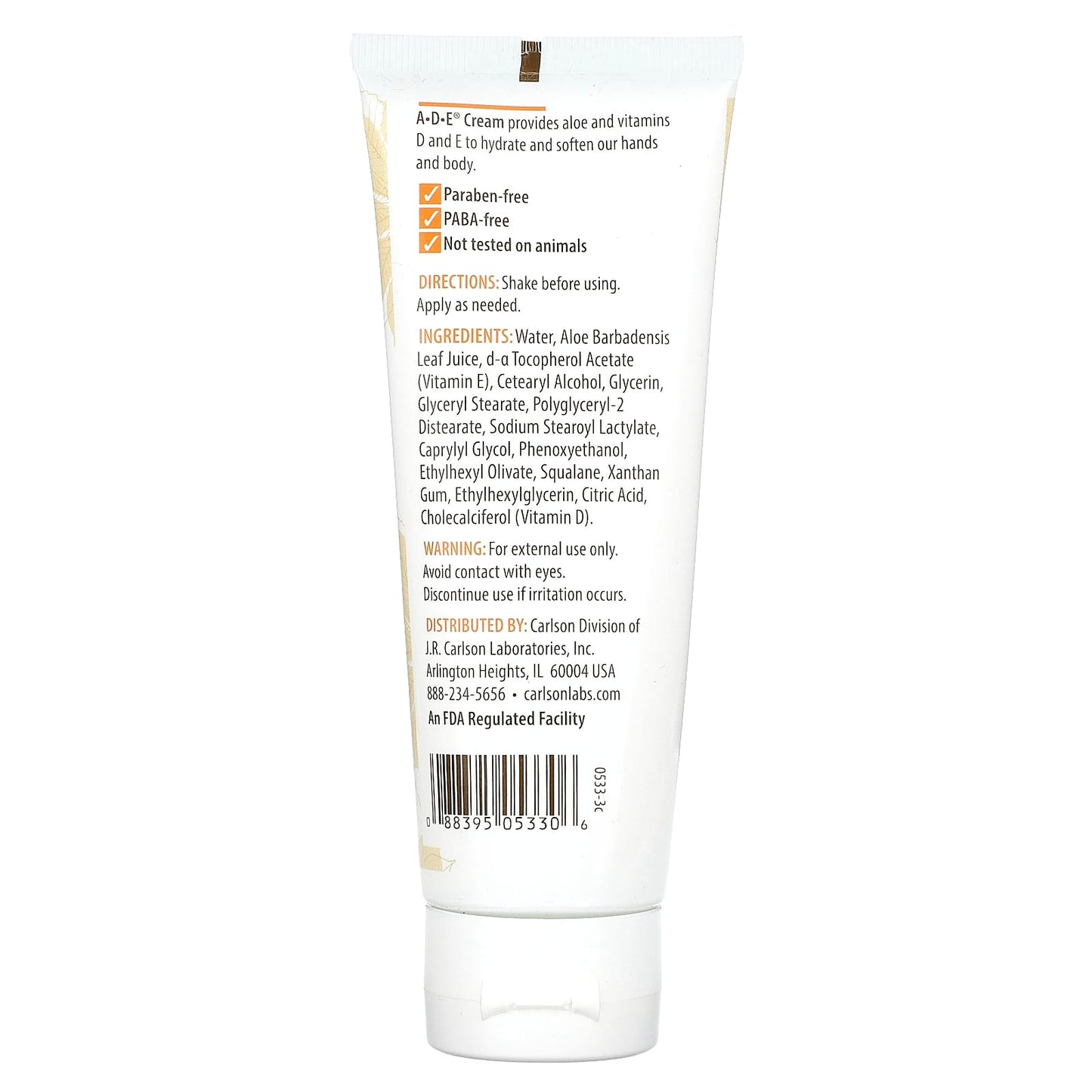 Carlson Unscented Hand & Body Cream with Vitamins D & E, 4 oz - Image 2