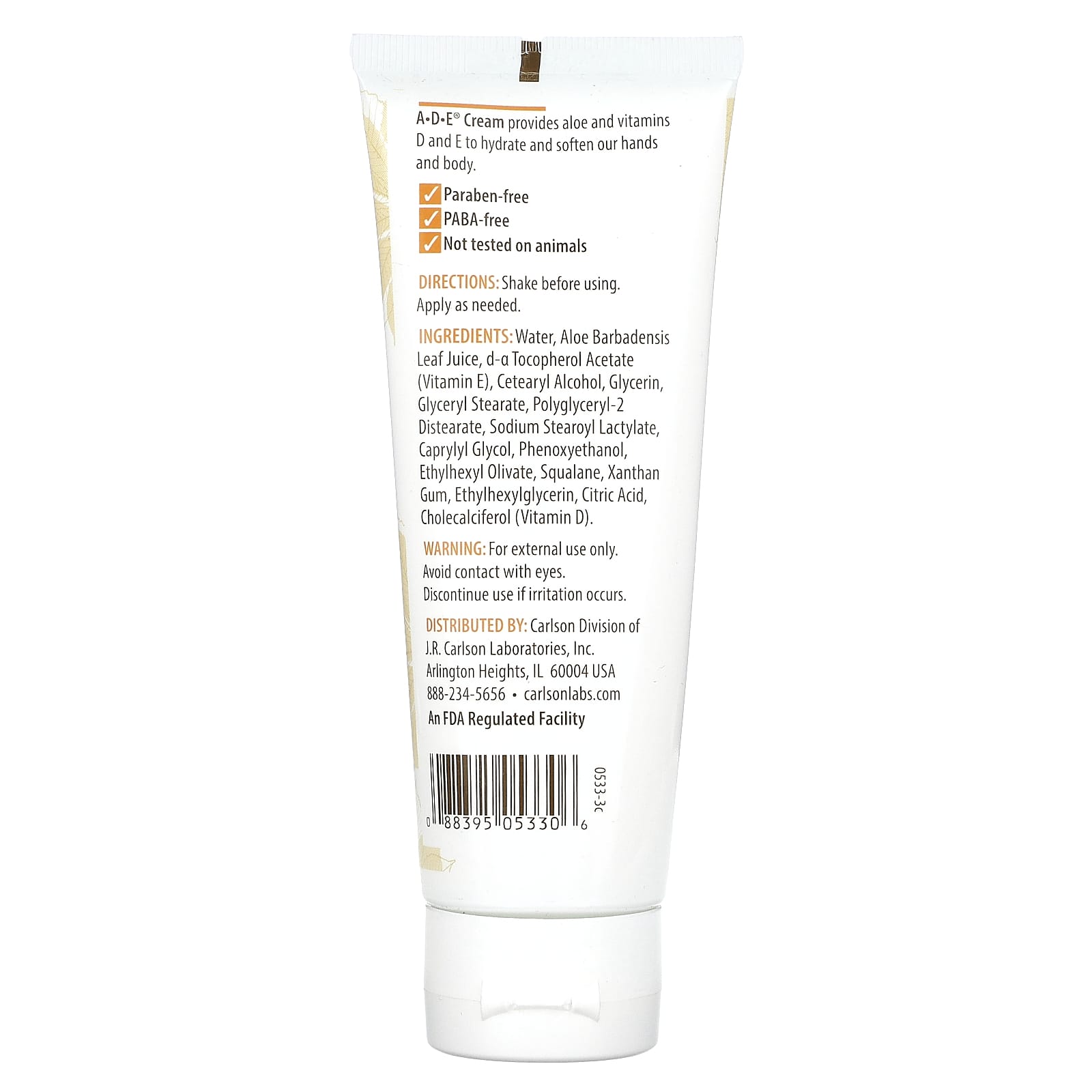 Carlson Unscented Hand & Body Cream with Vitamins D & E, 4 oz - Image 2