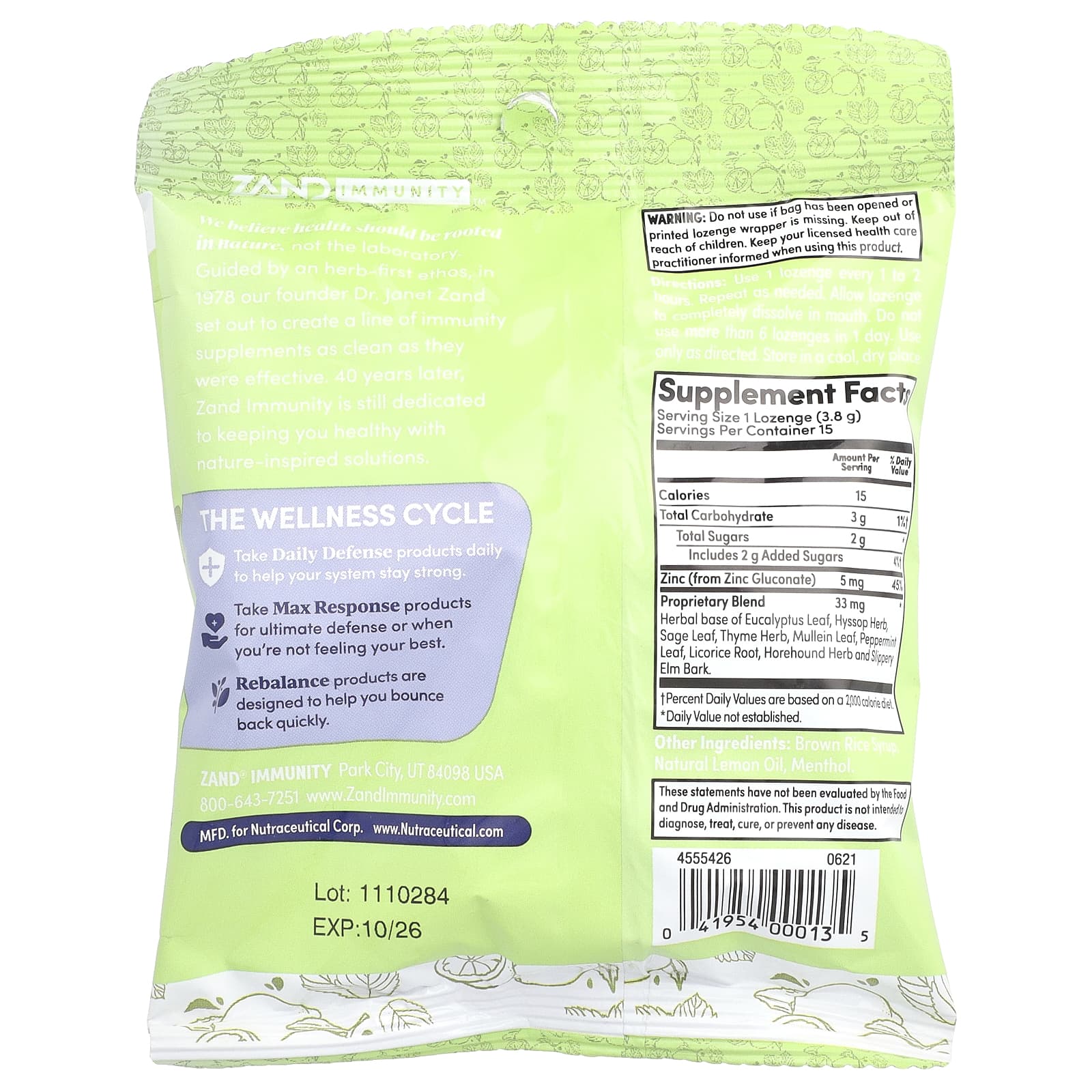 Zand, Immunity™, Lemon Zinc, Lemon Mint, 15 Lozenges - Image 2