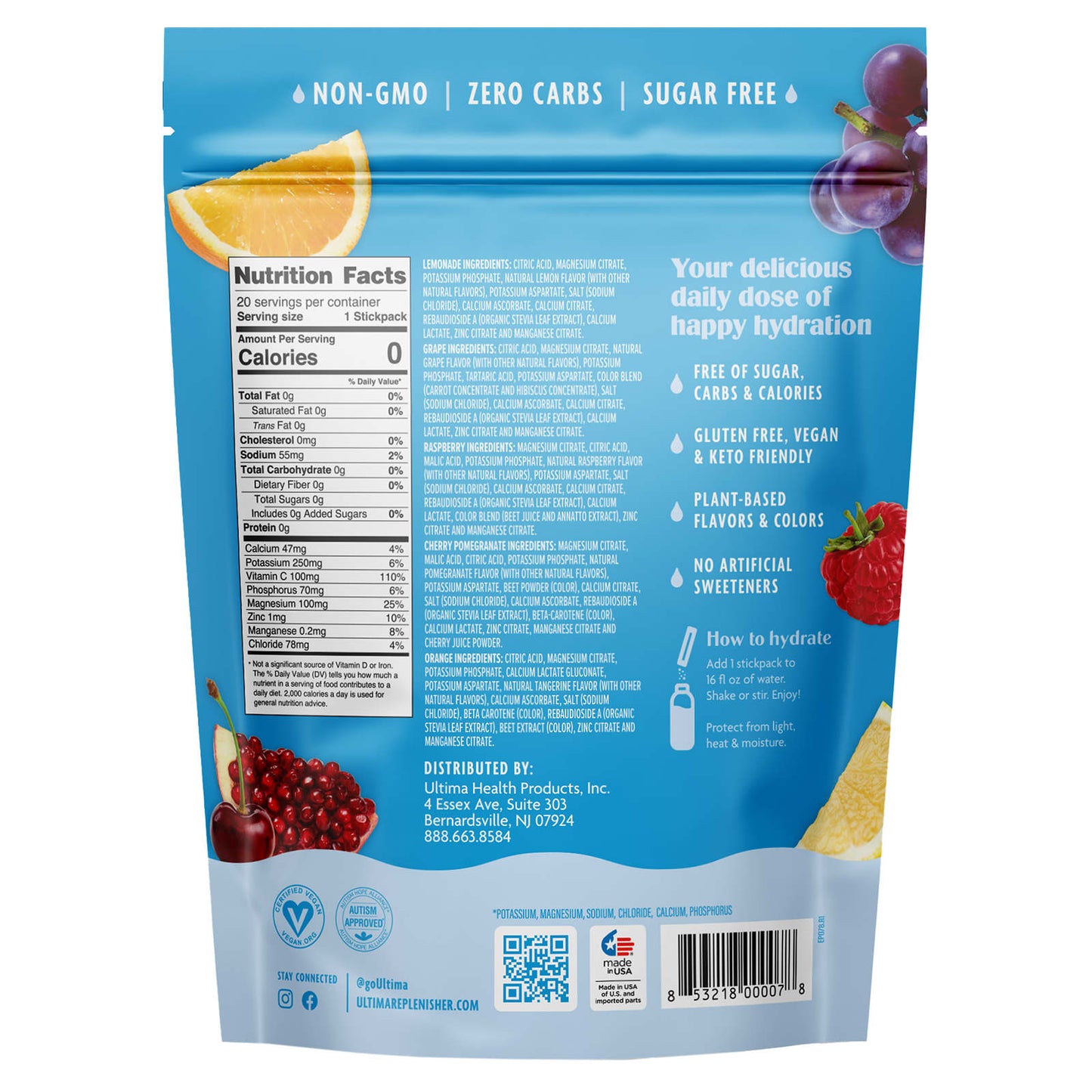 Ultima Replenisher, 6 Essential Electrolytes, Daily Electrolyte Drink Mix, Original Variety Pack, 20 Stickpacks, 0.13 oz (3.7 g) - Image 2