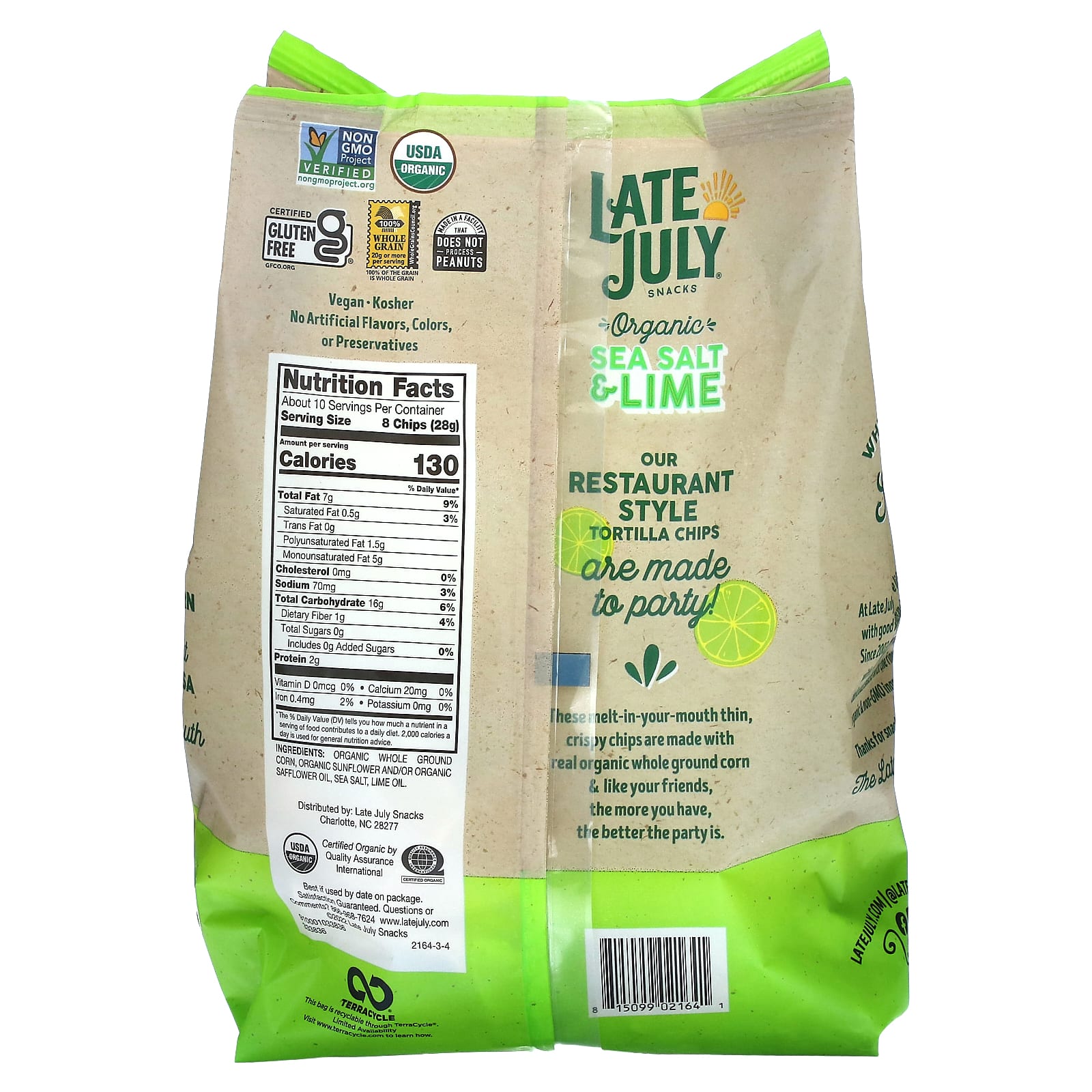 Late July, Organic Tortilla Chips, Thin & Crispy, Sea Salt & Lime, 10.1 oz (286 g) - Image 2