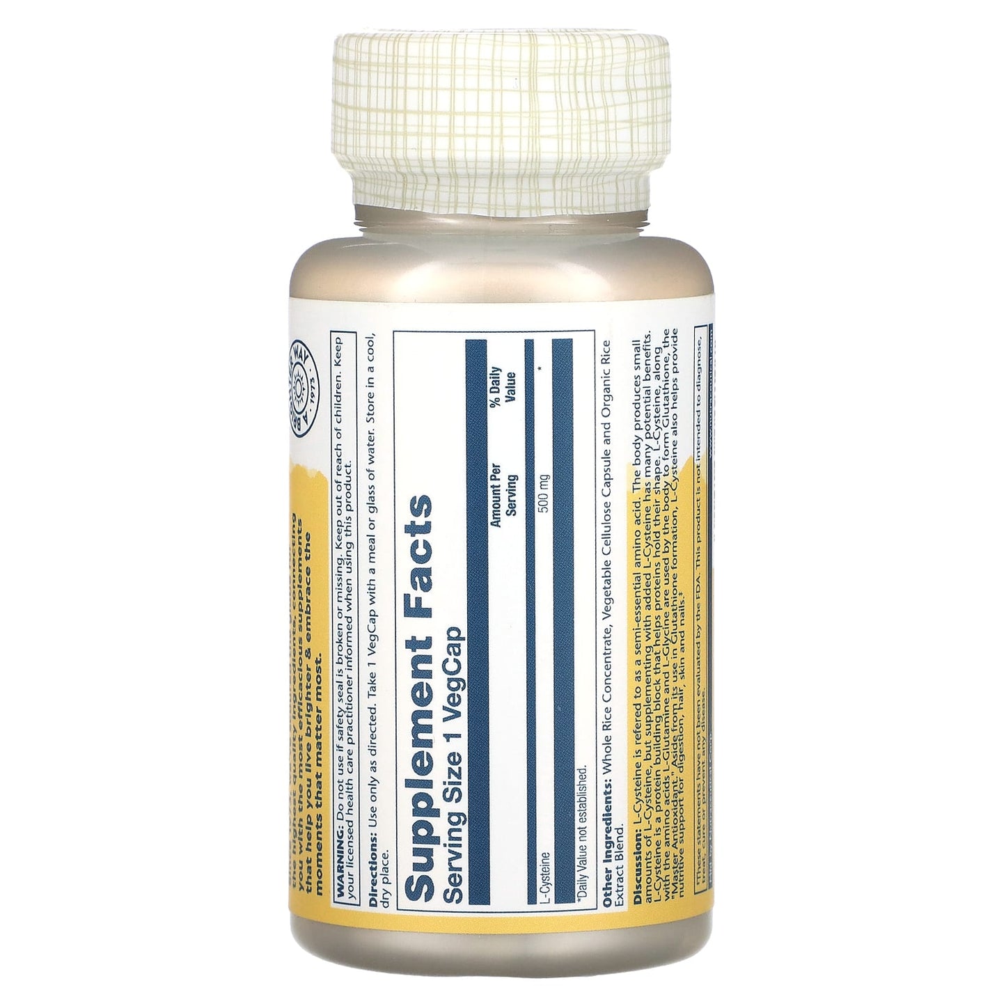 Solaray, L-Cysteine, 500 mg, 30 VegCaps - Image 2