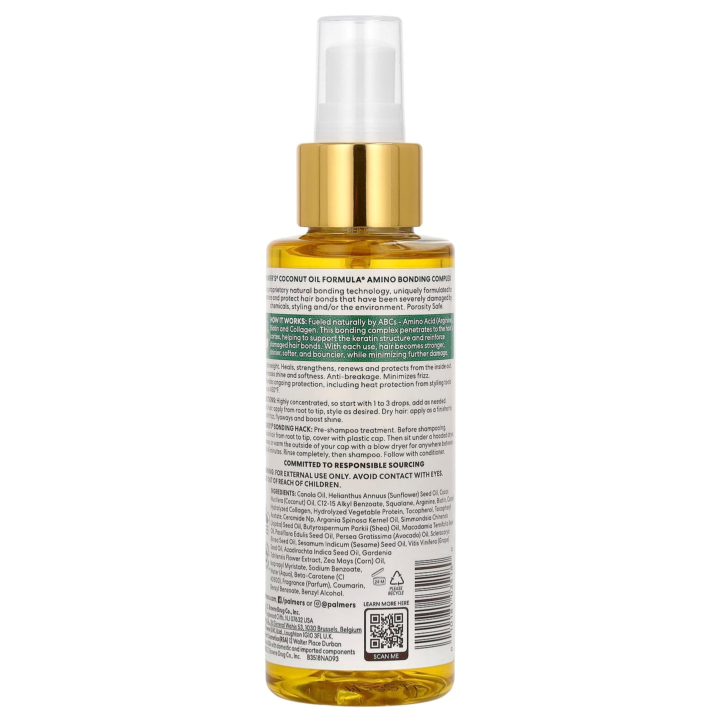 Palmer's, Coconut Oil Formula® with Vitamin E, Amino Bonding Complex, Bonding Healing Oil, 4 fl oz (118 ml) - Image 2
