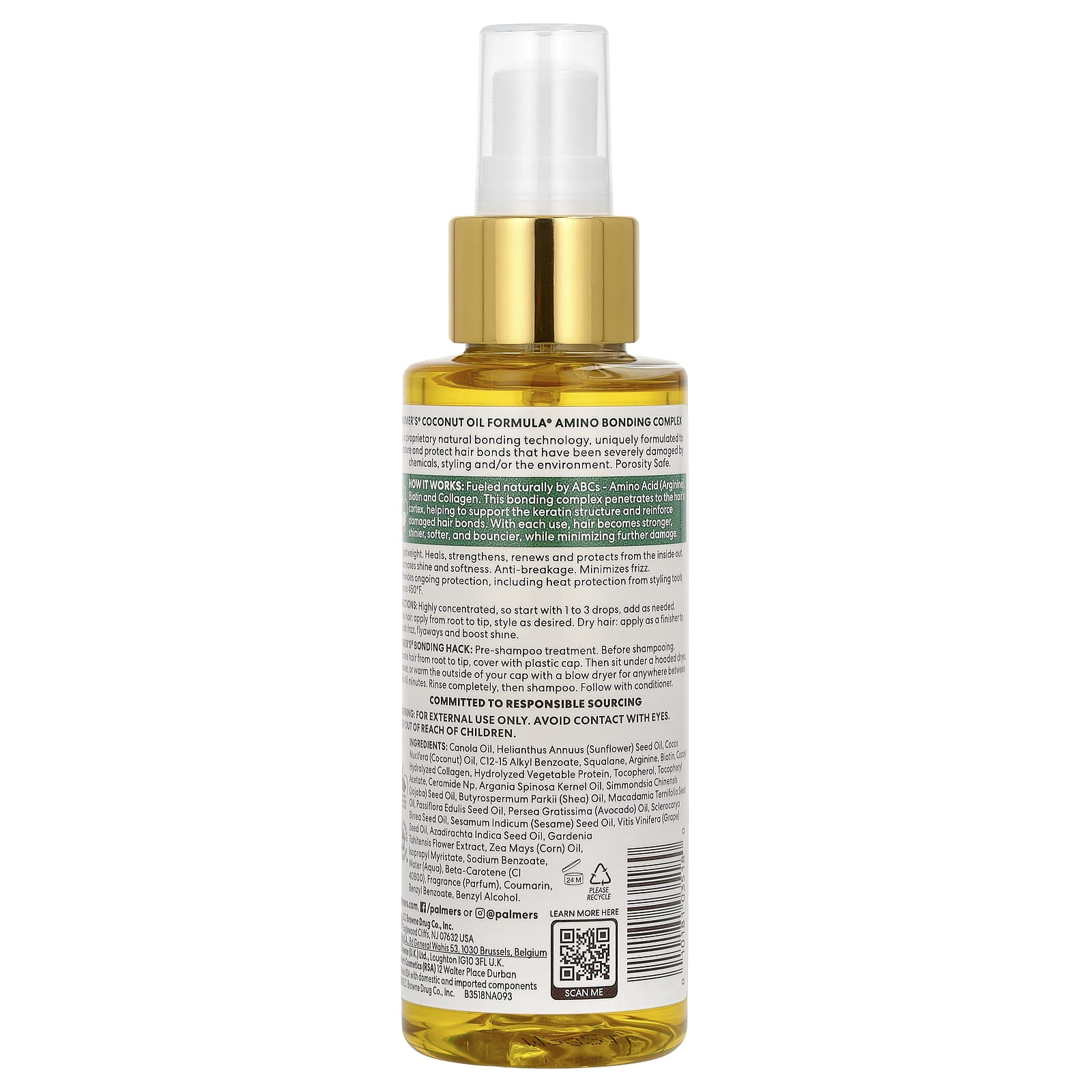 Palmer's, Coconut Oil Formula® with Vitamin E, Amino Bonding Complex, Bonding Healing Oil, 4 fl oz (118 ml) - Image 2