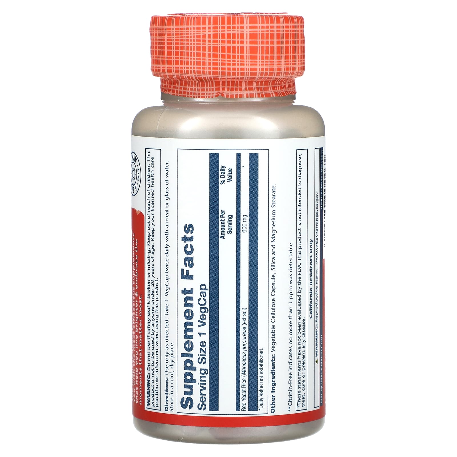 Solaray, Red Yeast Rice, 600 mg, 45 VegCaps