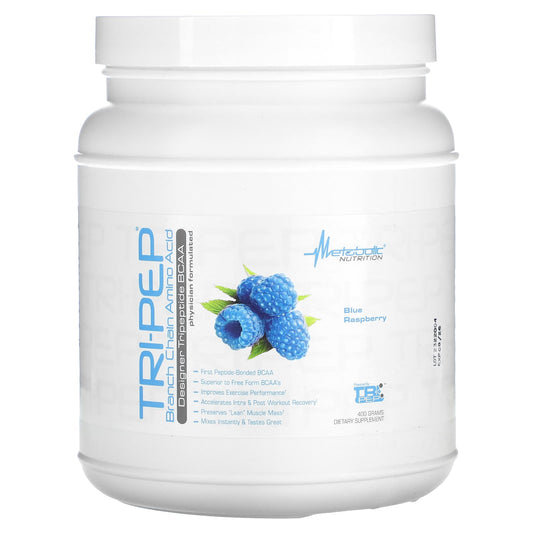 Metabolic Nutrition, Tri-Pep, Branch Chain Amino Acid, Blue Raspberry, 14.1 oz, (400 g) - Image 1