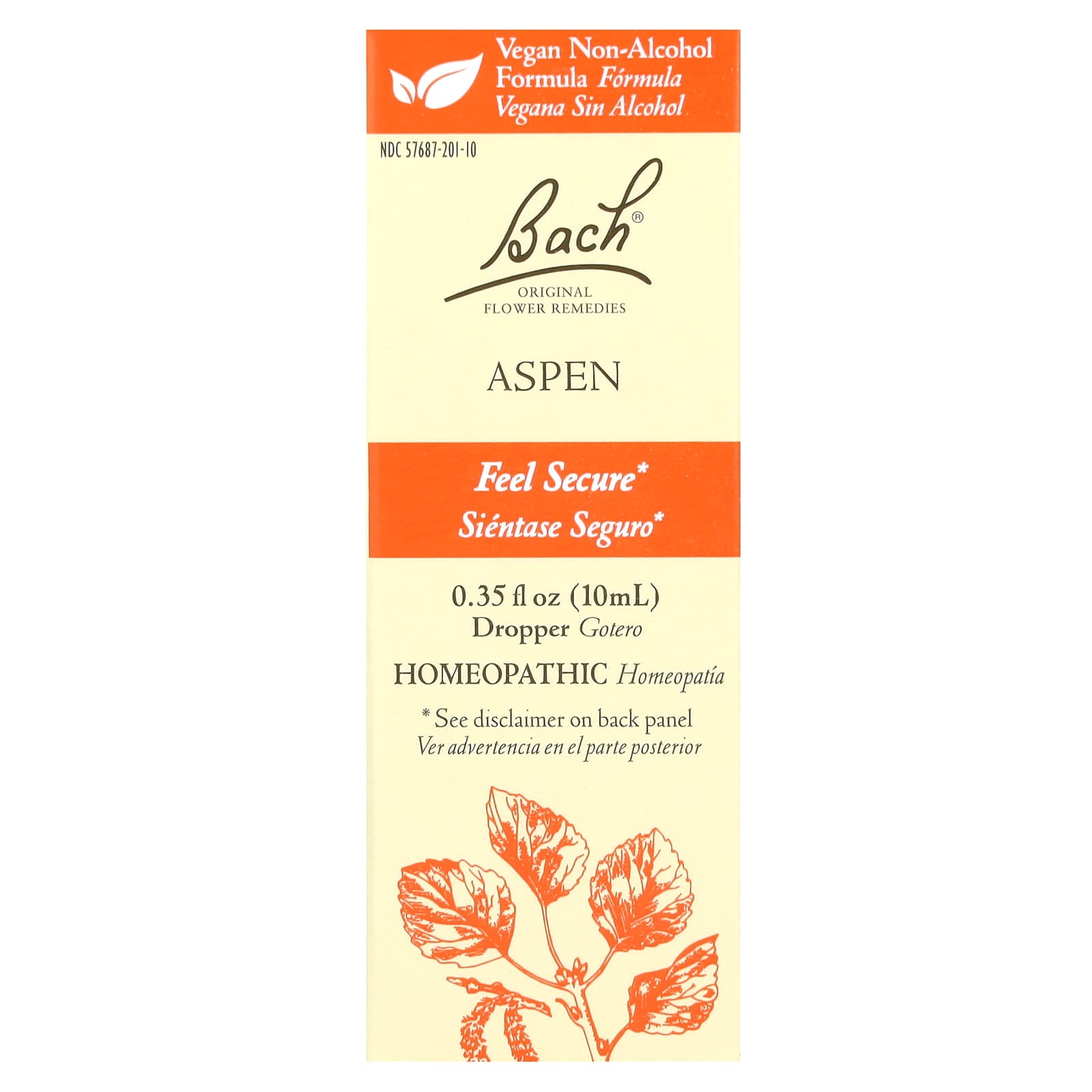 Feel Secure with Bach Aspen Flower Remedy, 0.35 fl oz (10 ml) - Image 1
