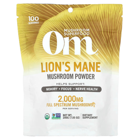 Om Mushrooms, Organic Mushroom Powder, Lion's Mane, 7.05 oz ( 200 g) - Image 1