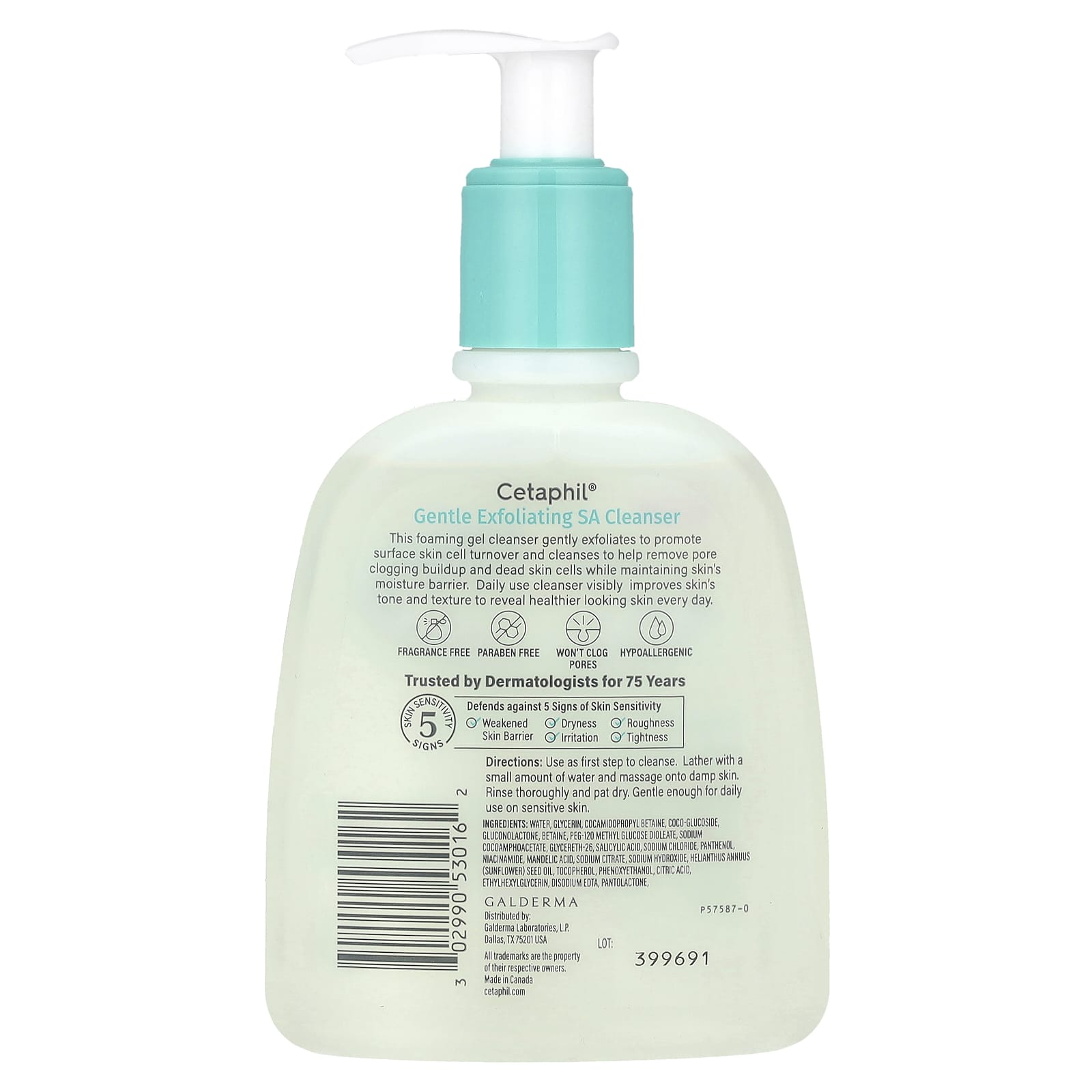 Cetaphil Gentle Exfoliating Cleanser for Sensitive Skin, 8 fl oz - Image 2