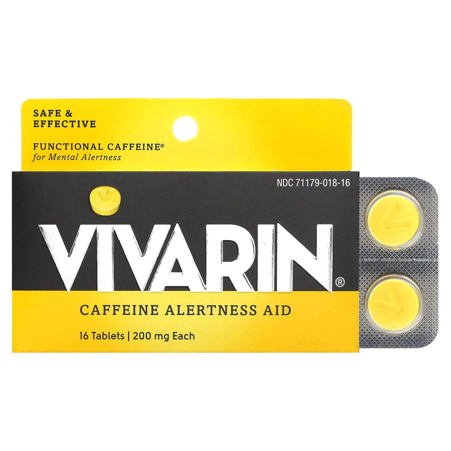 Vivarin, Caffeine Alertness Aid, 200 mg, 16 Tablets - Image 1