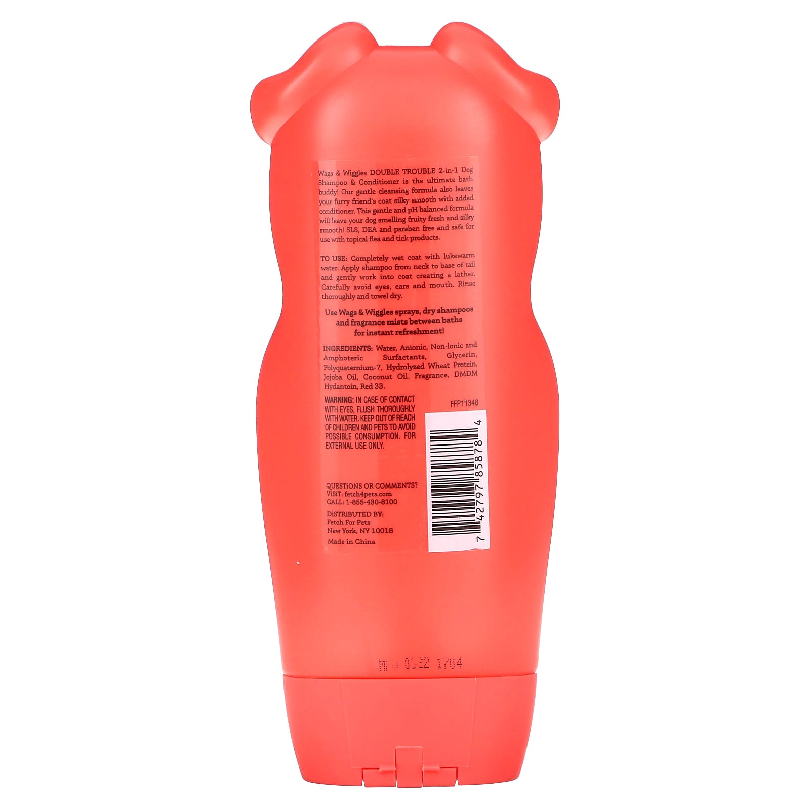 Wags & Wiggles, Double Trouble 2-in-1 Shampoo & Conditioner, Wild Watermelon, 16 fl oz (473 ml) - Image 2