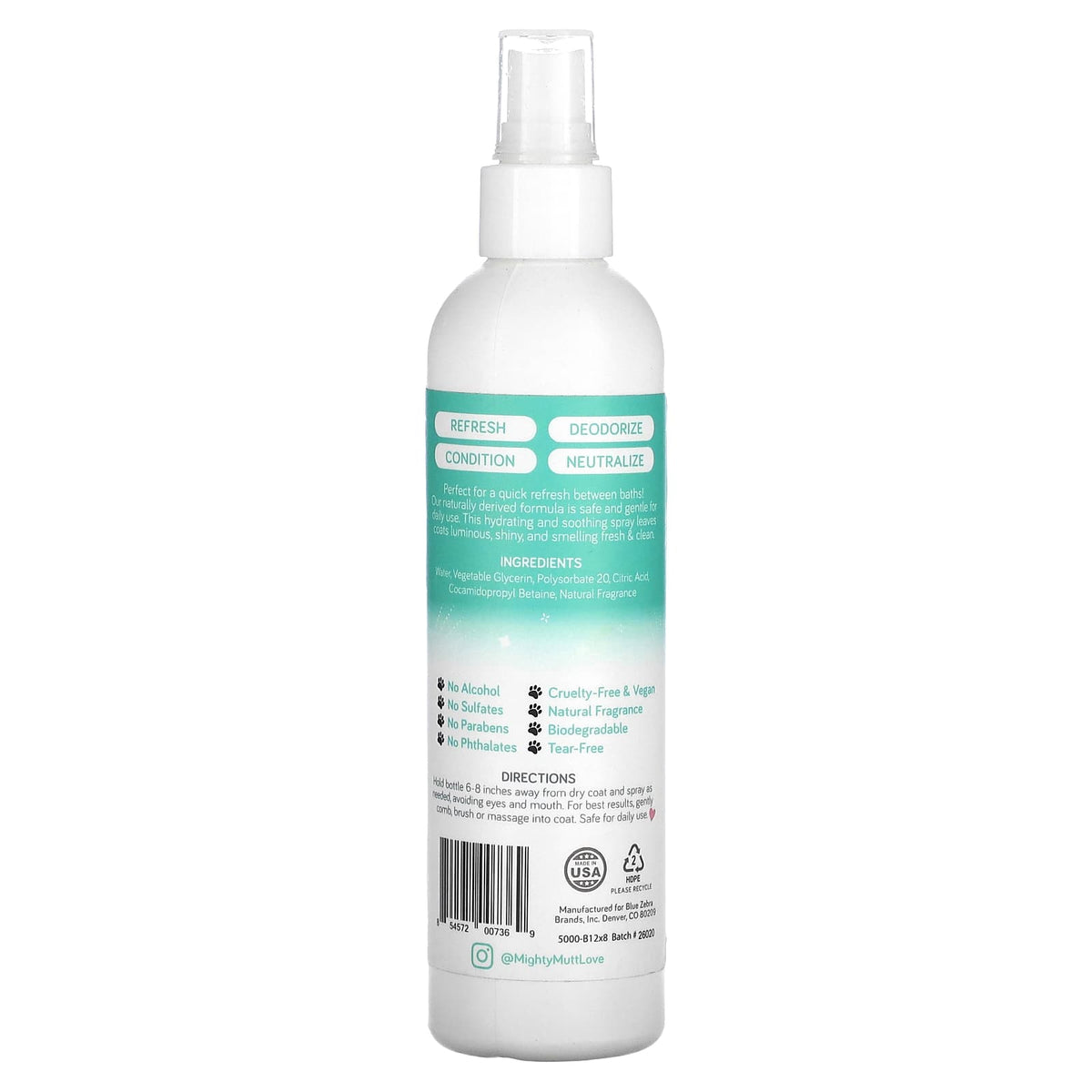 Mighty Mutt, Freshening Deodorizer Spray, For Dogs, Soft Rain, 8 fl oz (237 ml) - Image 2
