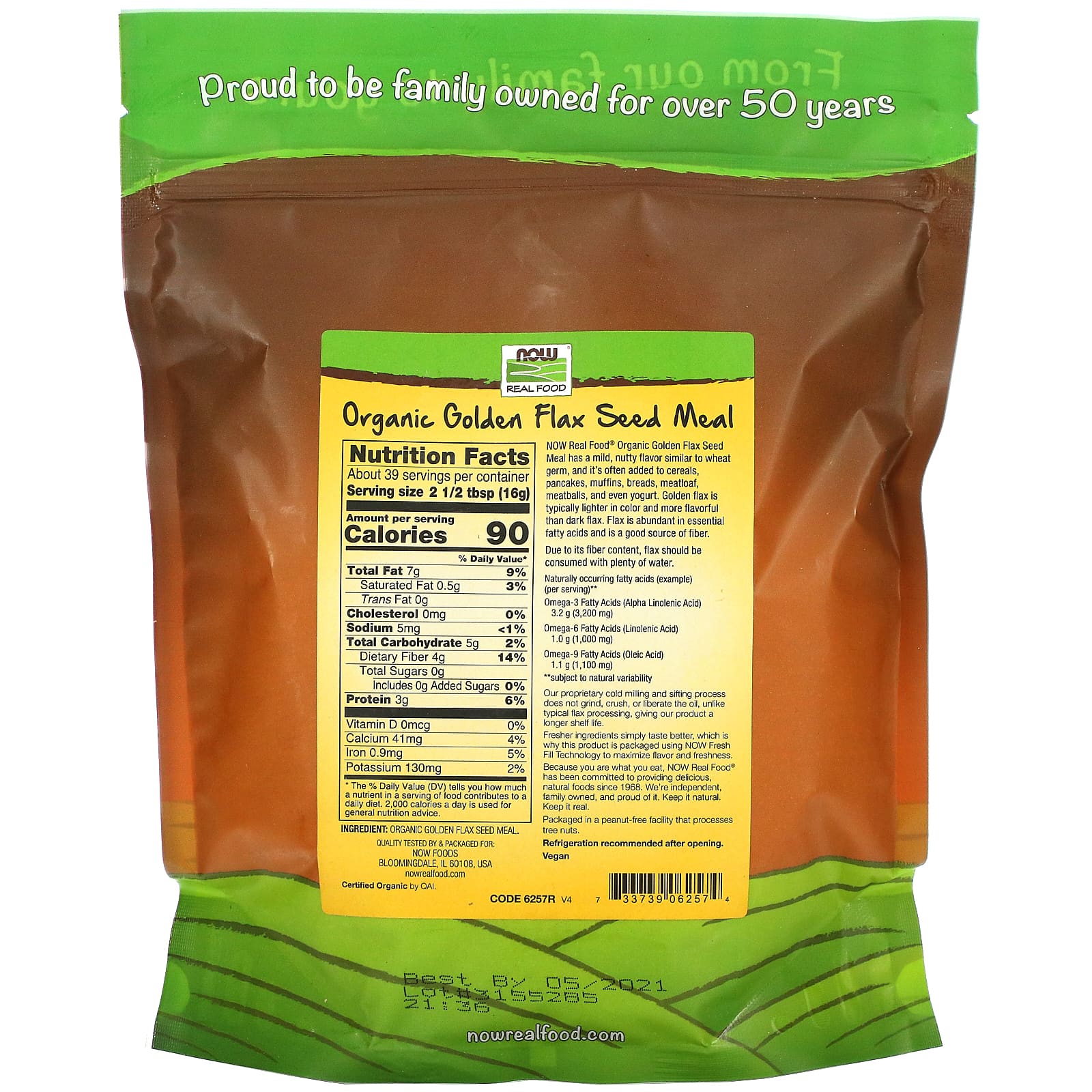 NOW Foods, Real Food, Organic Golden Flax Seed Meal, 22 oz (624 g) - Image 2