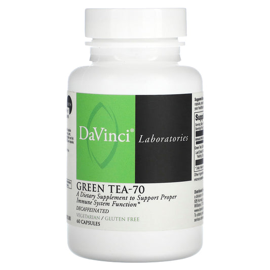 DaVinci Laboratories, Green Tea-70, Decaffeinated, 60 Capsules