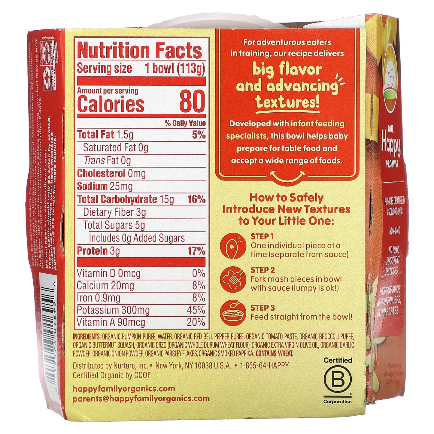 Happy Family Organic Pumpkin & Tomato Paella Baby Food, 9+ Months, 4 oz, USDA Certified - Image 2